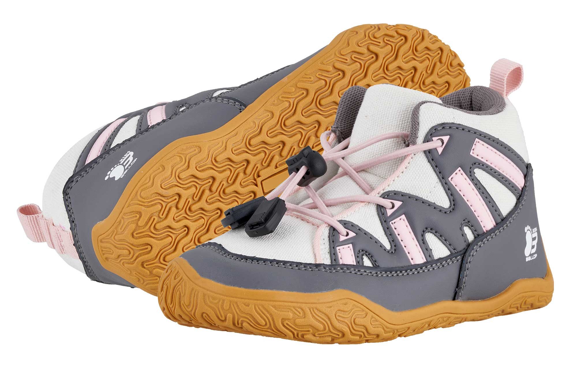 Ballop Barfussschuhe Intense (flexible Sohle, atmungsaktiv) grau/pink Kinder Sneaker