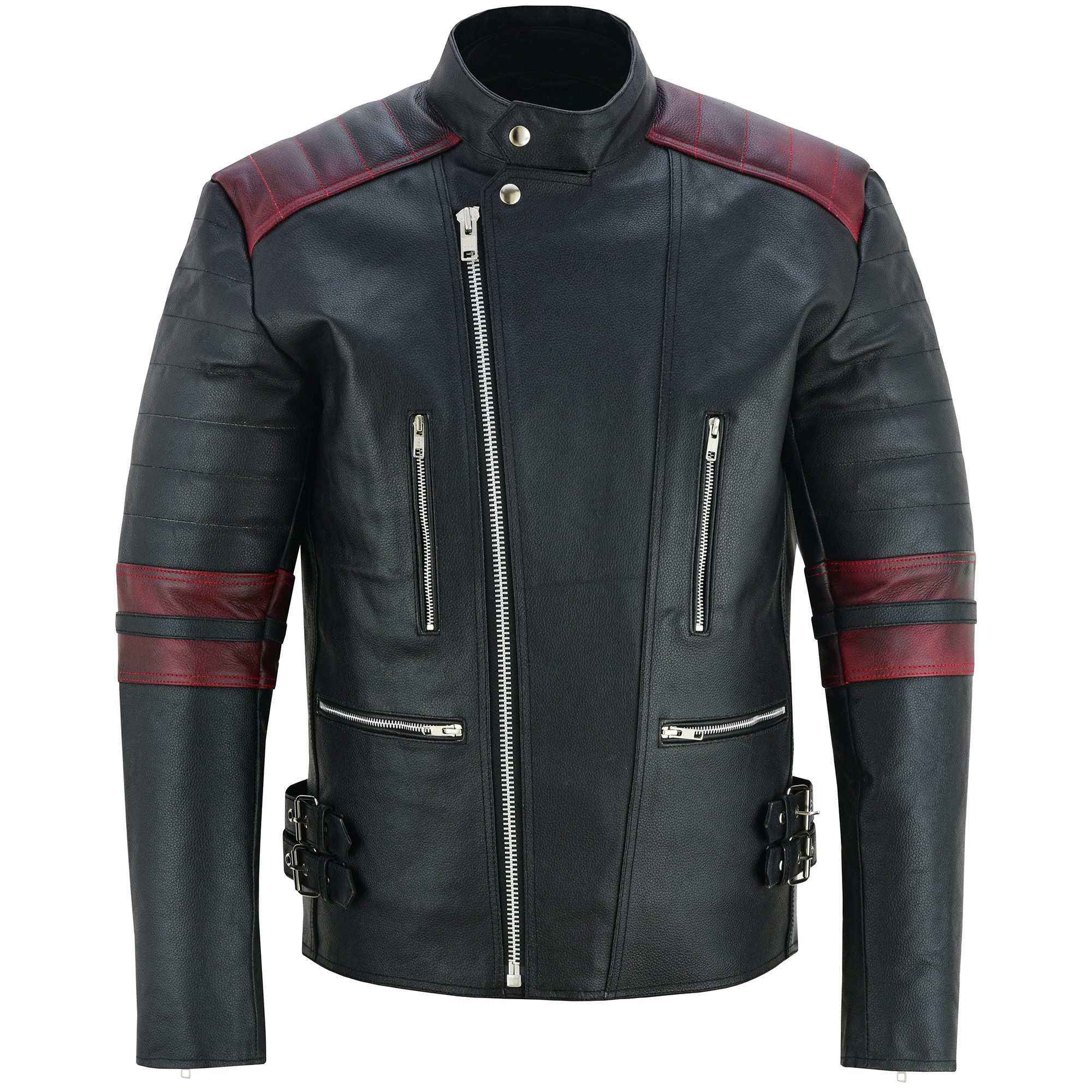 German Wear Lederjacke GW424J Biker Lederjacke Oldschool Vintag Retro Jacke mit Protektoren