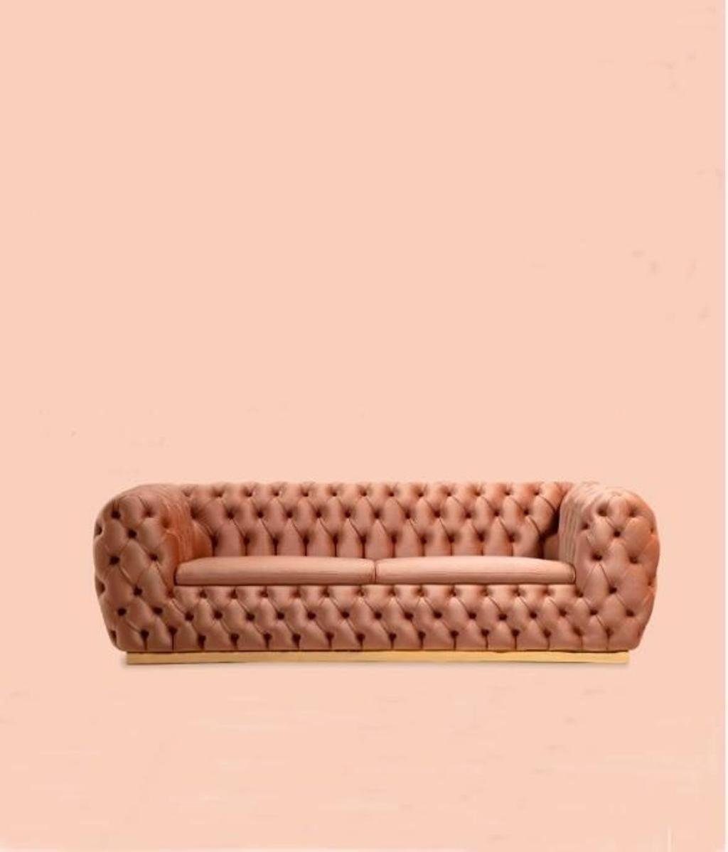 JVmoebel Chesterfield-Sofa Luxus Sofa 3 Sitzer Textil Sofa Design Möbel 3er Chesterfield Polster, 1 Teile, Made in Europa