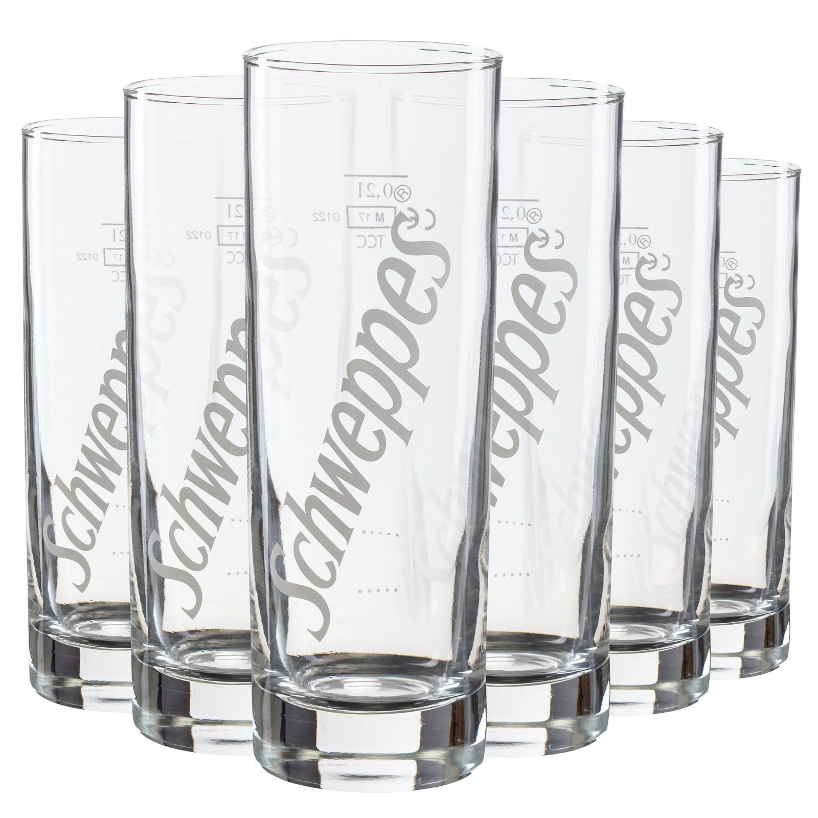 Schweppes Glas 6x Schweppes Longdrink Glas 0,2l geeicht