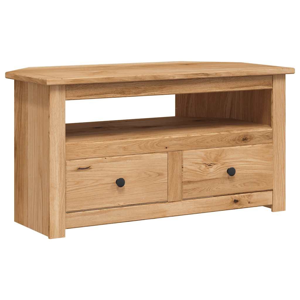 furnicato TV-Schrank aus massivem Kiefernholz 93x49x49 cm natürliche Holzfarbe (1-St) Lowboard mit 2 Schubladen, einem offenen Fach und Ablage im Wohnraum
