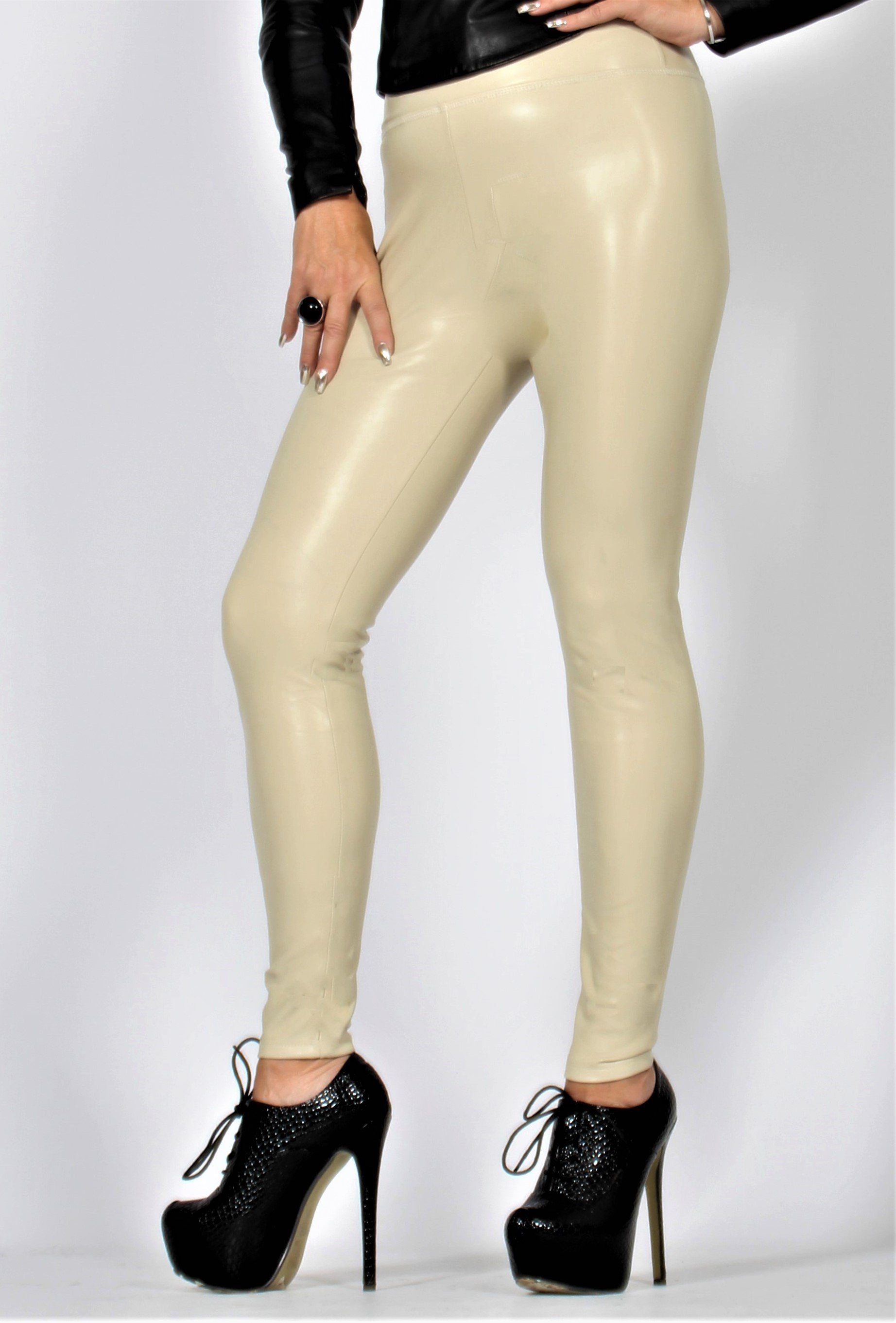 Be Noble Lederimitathose Leggings sand Wunderschöne günstig online kaufen