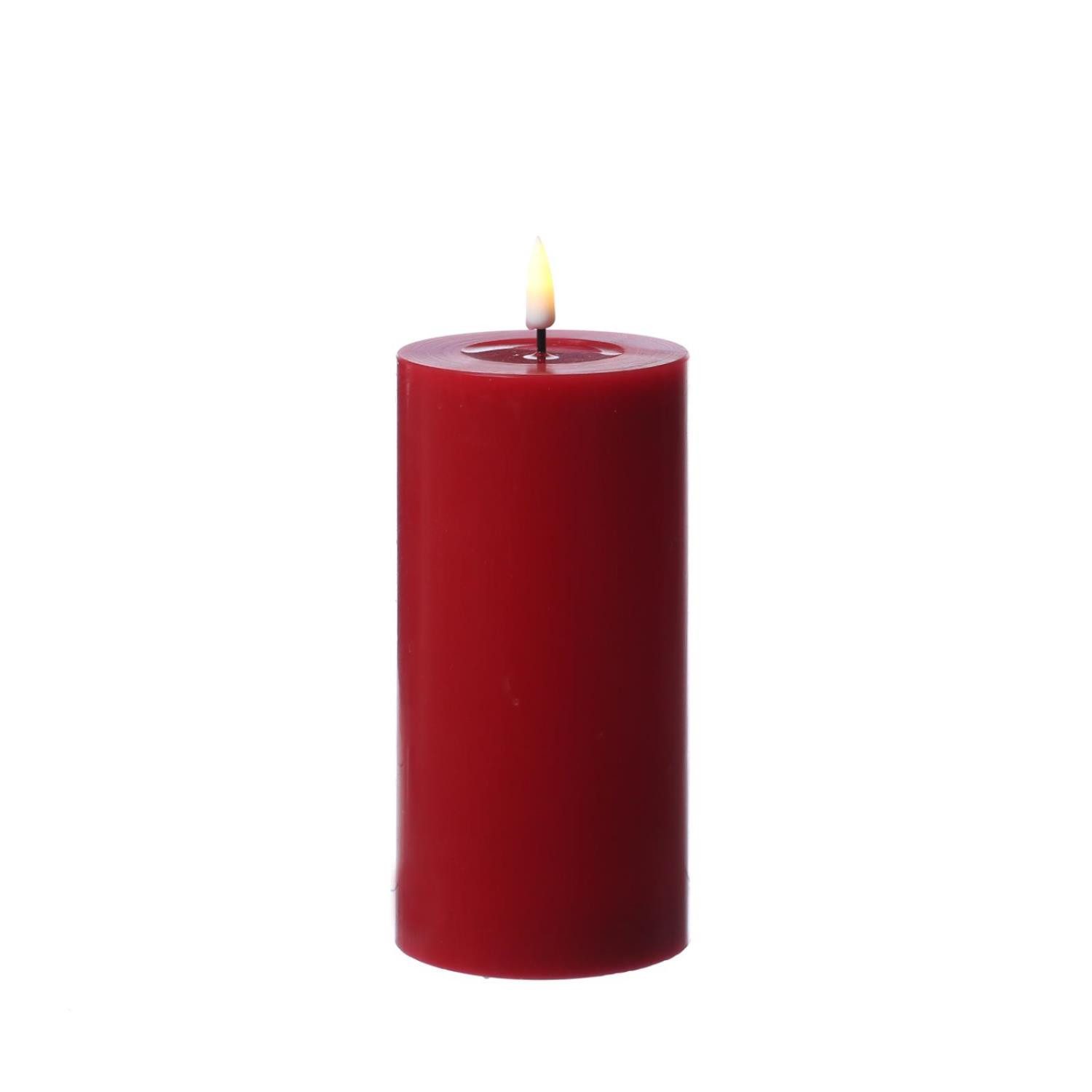 Deluxe Homeart LED-Kerze Mia Deluxe Echtwachs Wachsspiegel flackernd H: 15cm D: 7,5cm rot, LED Classic, warmweiß (2100K bis 3000K)