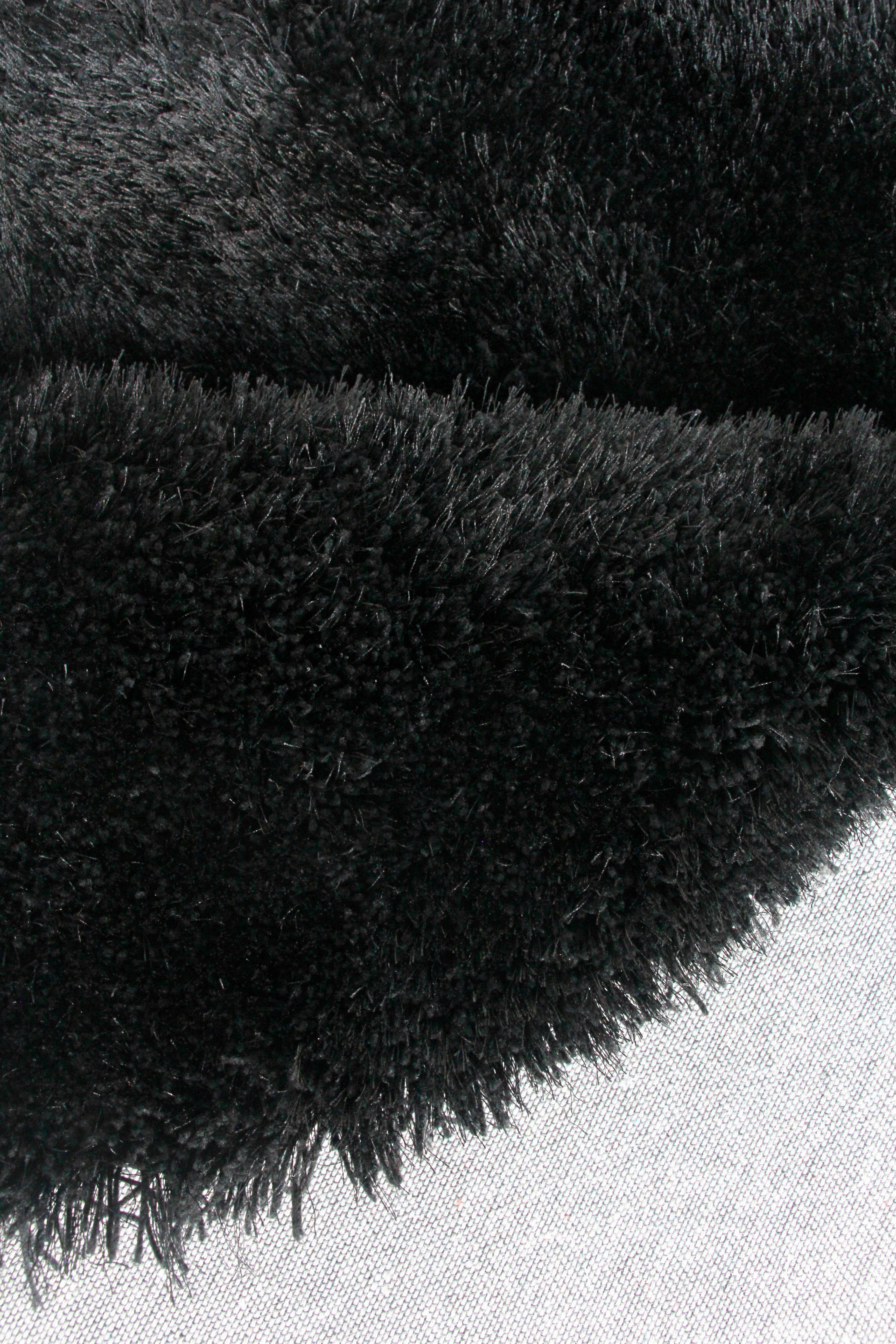Leonique, extra rund, Lagos, einfarbig, Hochflor-Teppich flauschig, 45 Mikrofaser, mm, schwarz fußbodenheizungsgeeignet Höhe: