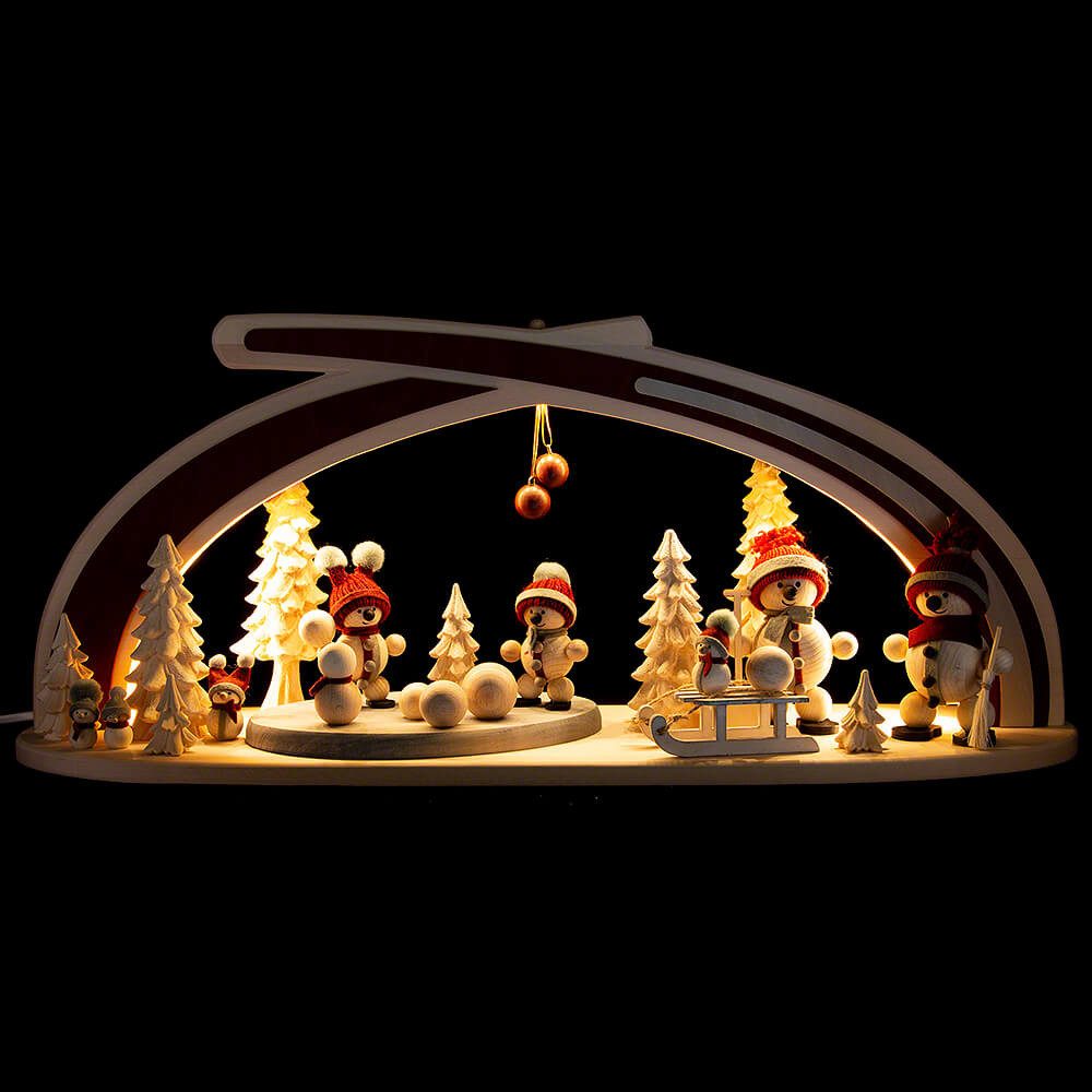 RATAGS Kunsthandwerk Schwibbogen Schwibbogen aus Massivholz Schneebällchen (59x30cm) von RATAGS Holzdes