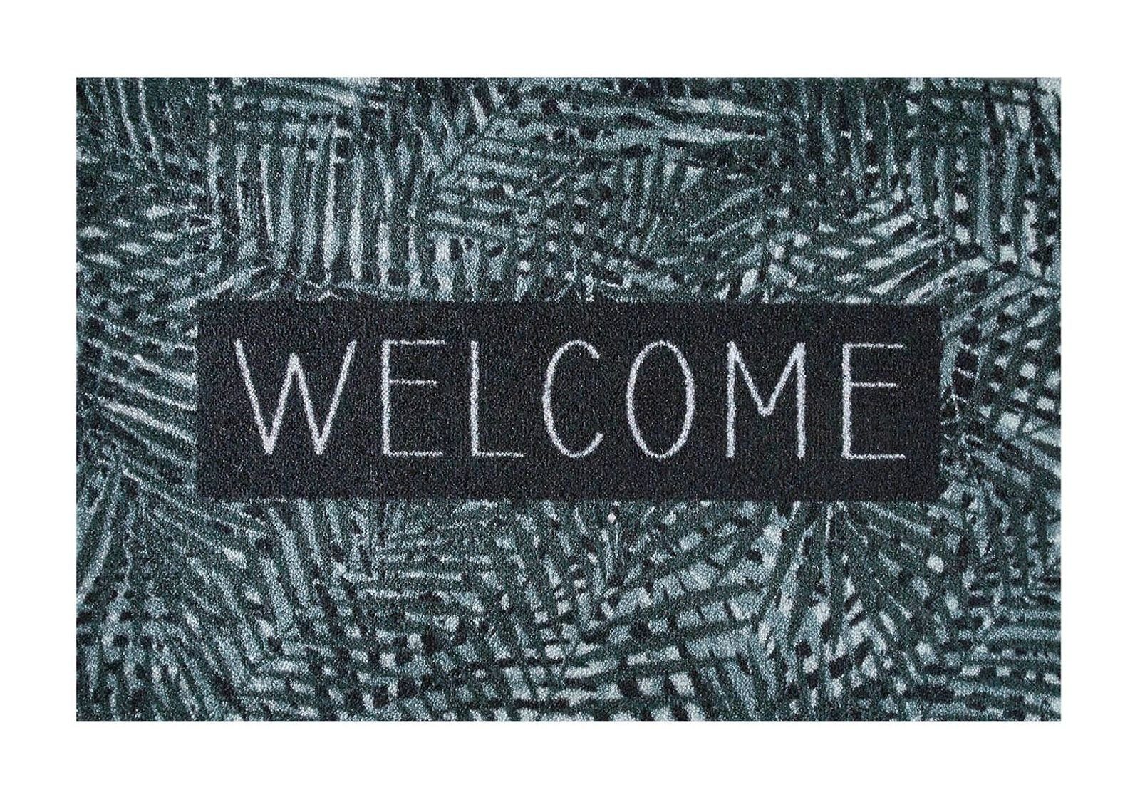 Fußmatte MD Entree Ambiance Eingangsmatte - Teppichmatte - Küchenteppich, MD Entree, rechteckig, Höhe: 8 mm, bei 30° waschbar, anti-rutsch, 50 x 75 cm, Welcome Leaves, grün