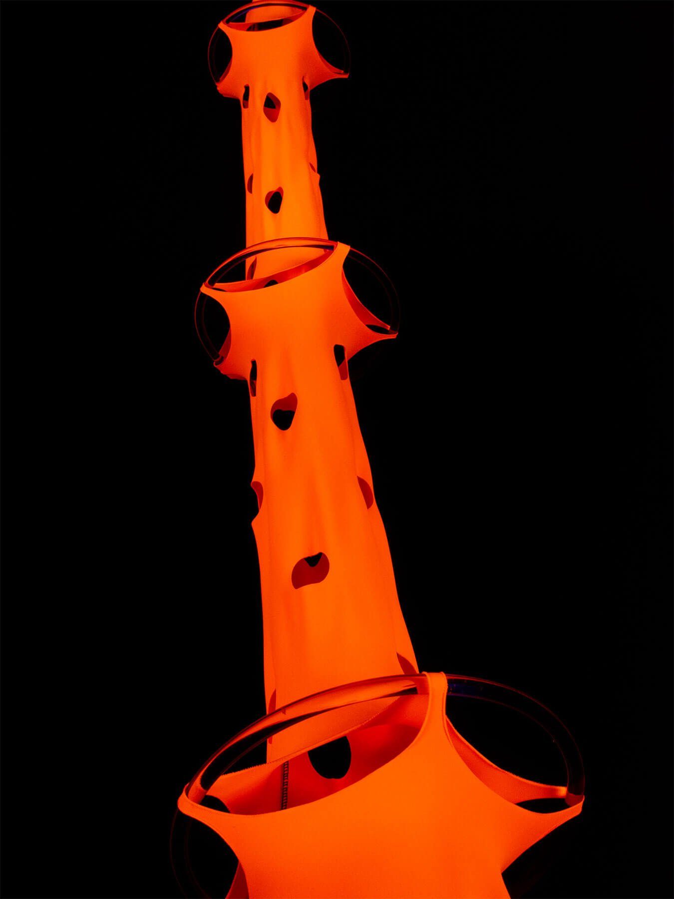 Tentakel UV-aktiv, unter PSYWORK Schwarzlicht Orange", Wanddekoobjekt Objekt 2,50m Deko Ø25cm, "Neon Psy leuchtet Schwarzlicht