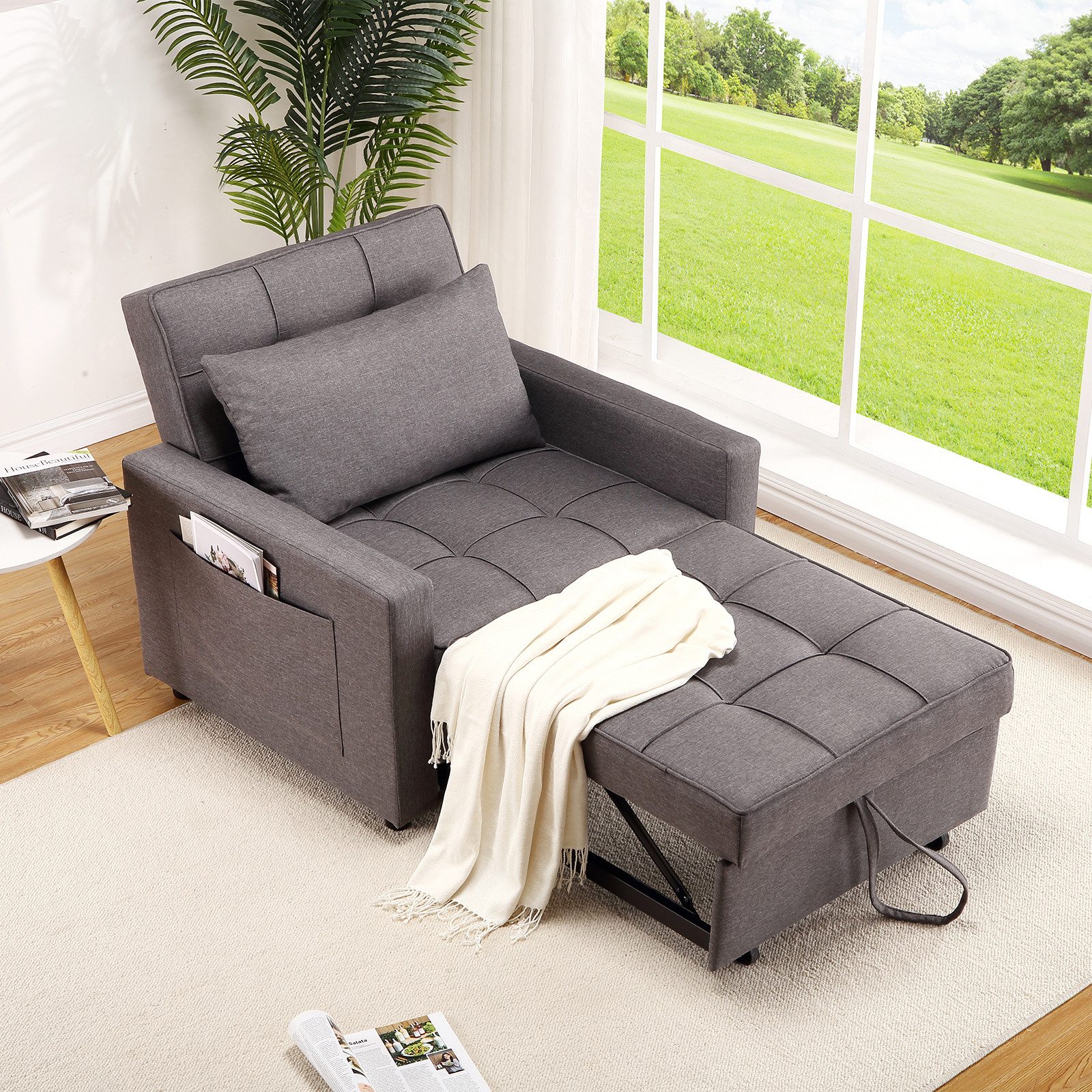 GarveeMore Schlafsofa 3-In-1 Bettsofa mit Schlaffunktion Faltbares Einzelso günstig online kaufen