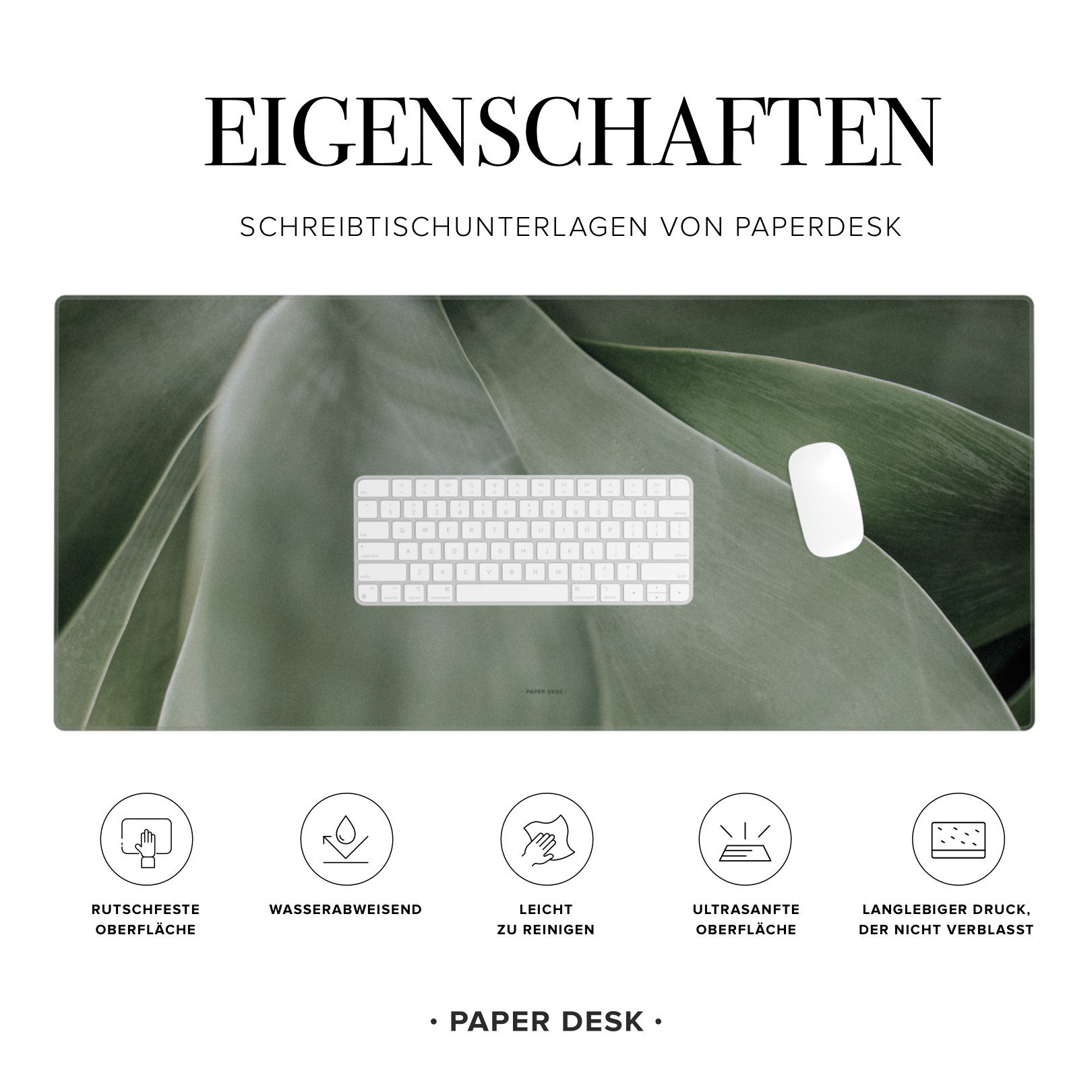 PAPER DESK Schreibtischunterlage XXL Mauspad Tischunterlage 90x40cm Desk Pad für Tastatur & Maus, (rutschfest & wasserabweisend, ultrasanfte Oberfläche)