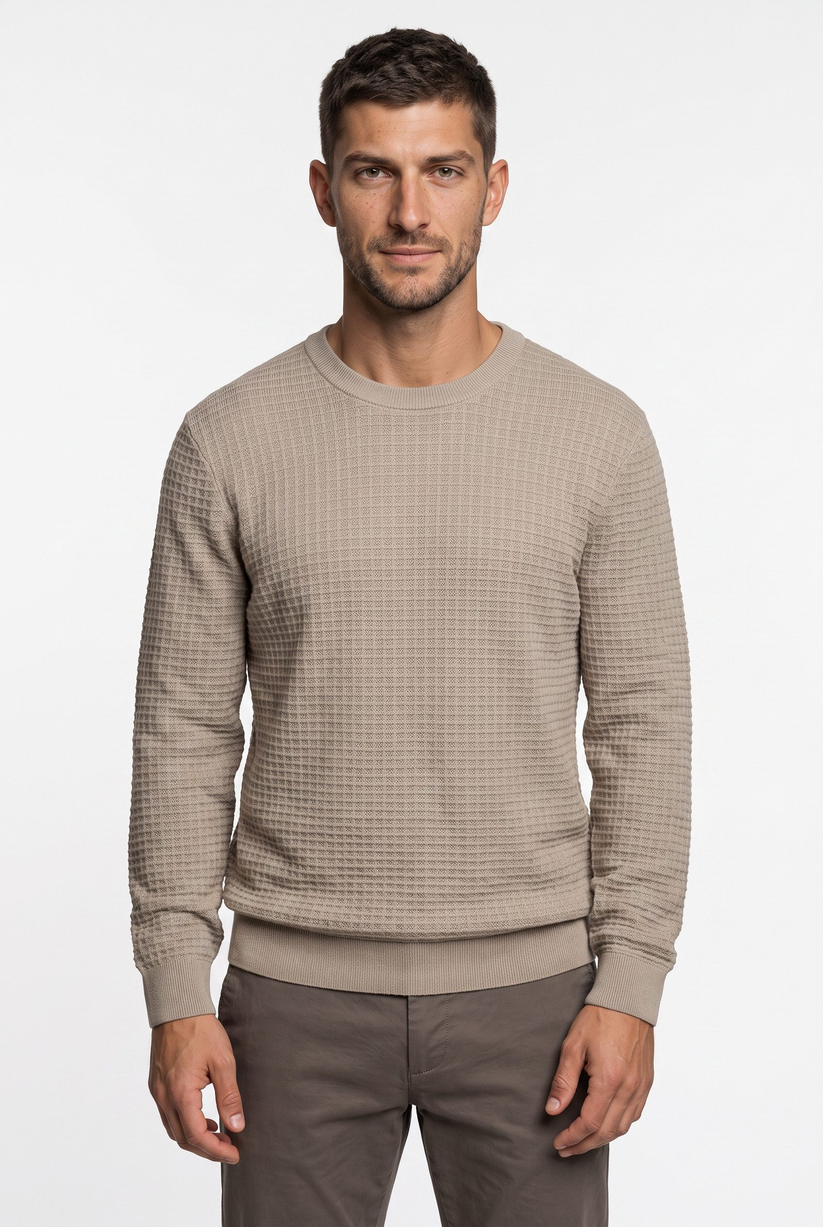 Gant Rundhalspullover COTTON TEXTURE C-NECK Regular fit mit Rundhalsausschnitt
