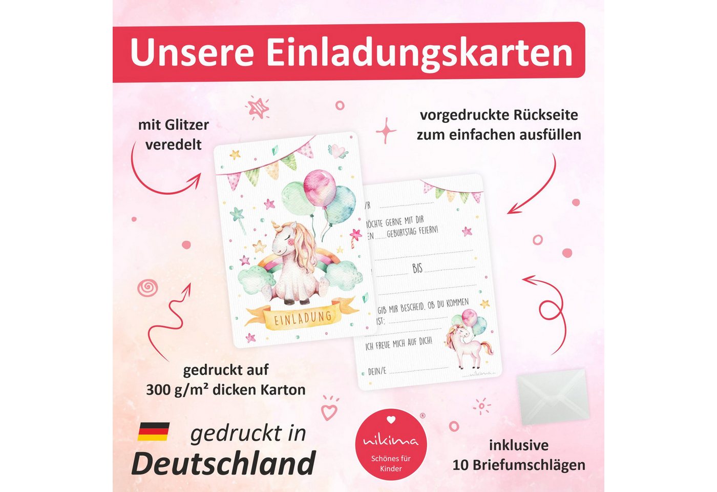 Thumbnail - nikima Einladungskarten 10 Einladungskarten Pool Party inkl. Umschlag