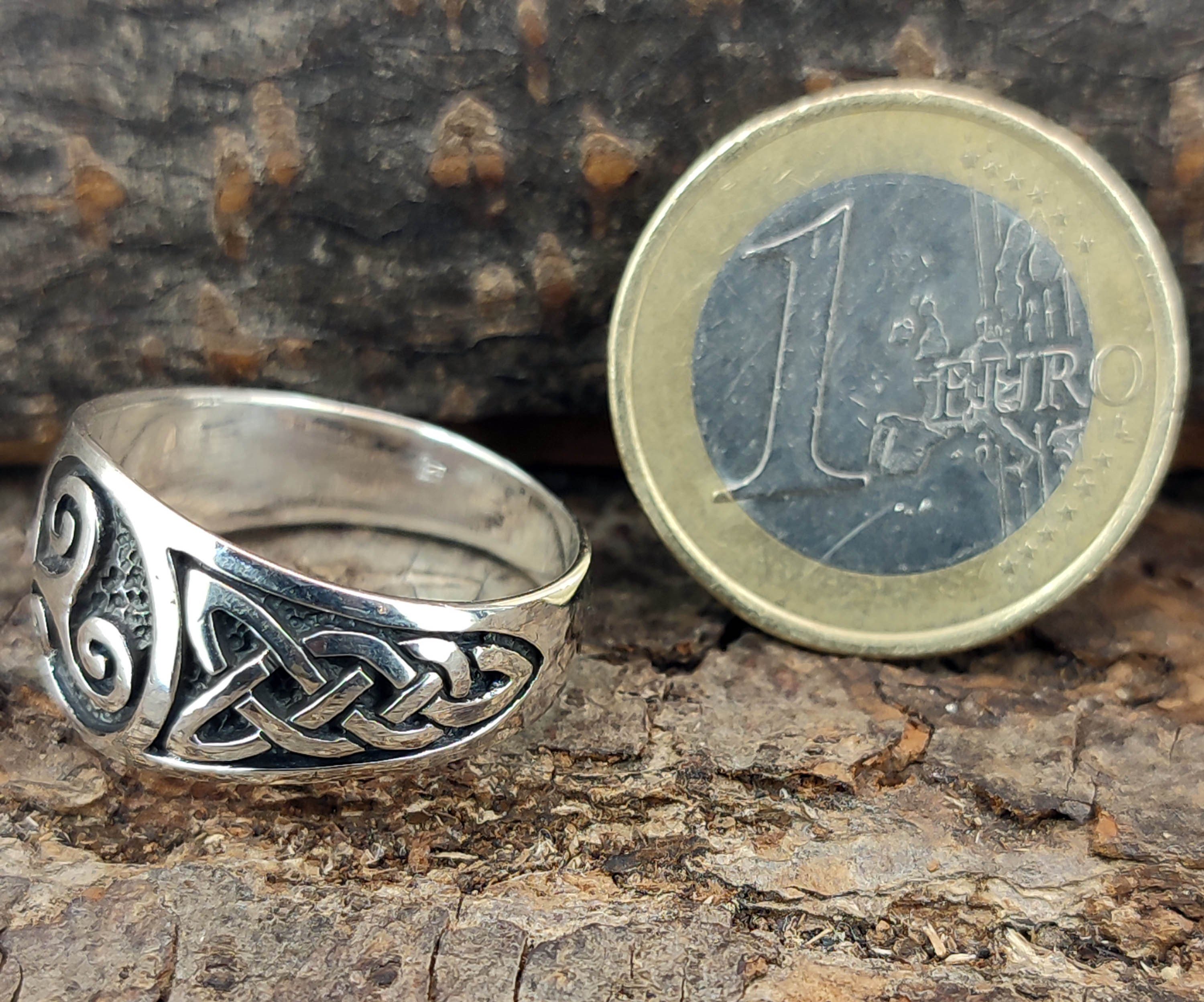 keltische Spirale Silberring 925 Leather Triskele 52-74 Ring Kiss of Gr. Fingerring Dreier