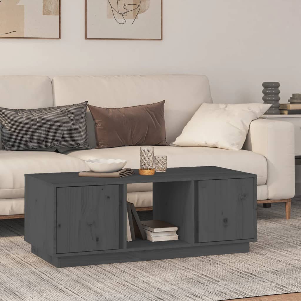 vidaXL Couchtisch Couchtisch Grau 110x50x40 cm Massivholz Kiefer (1-St)