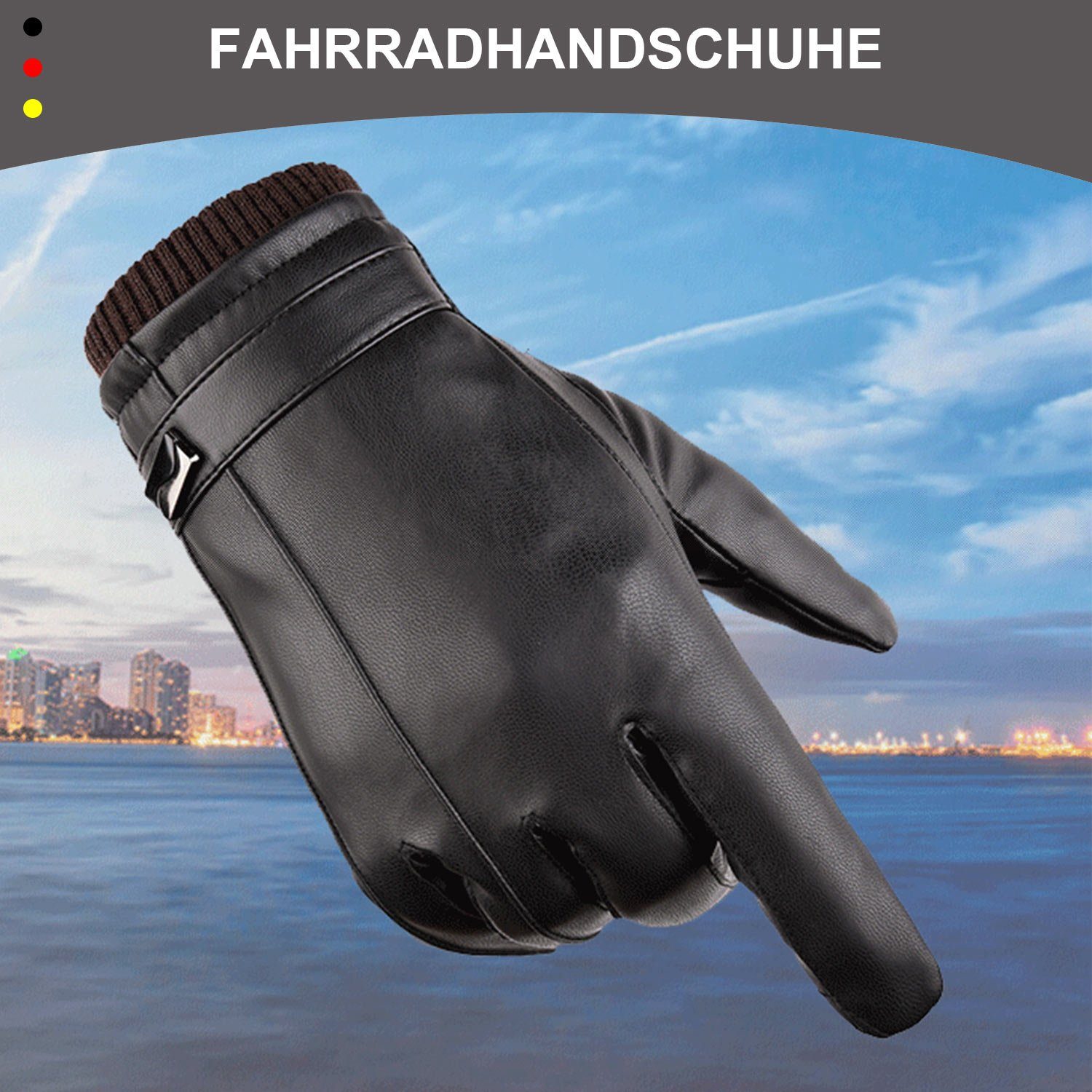 Handschuhe Kuhfell Touchscreen MAGICSHE Lederhandschuhe gepolstert Herren