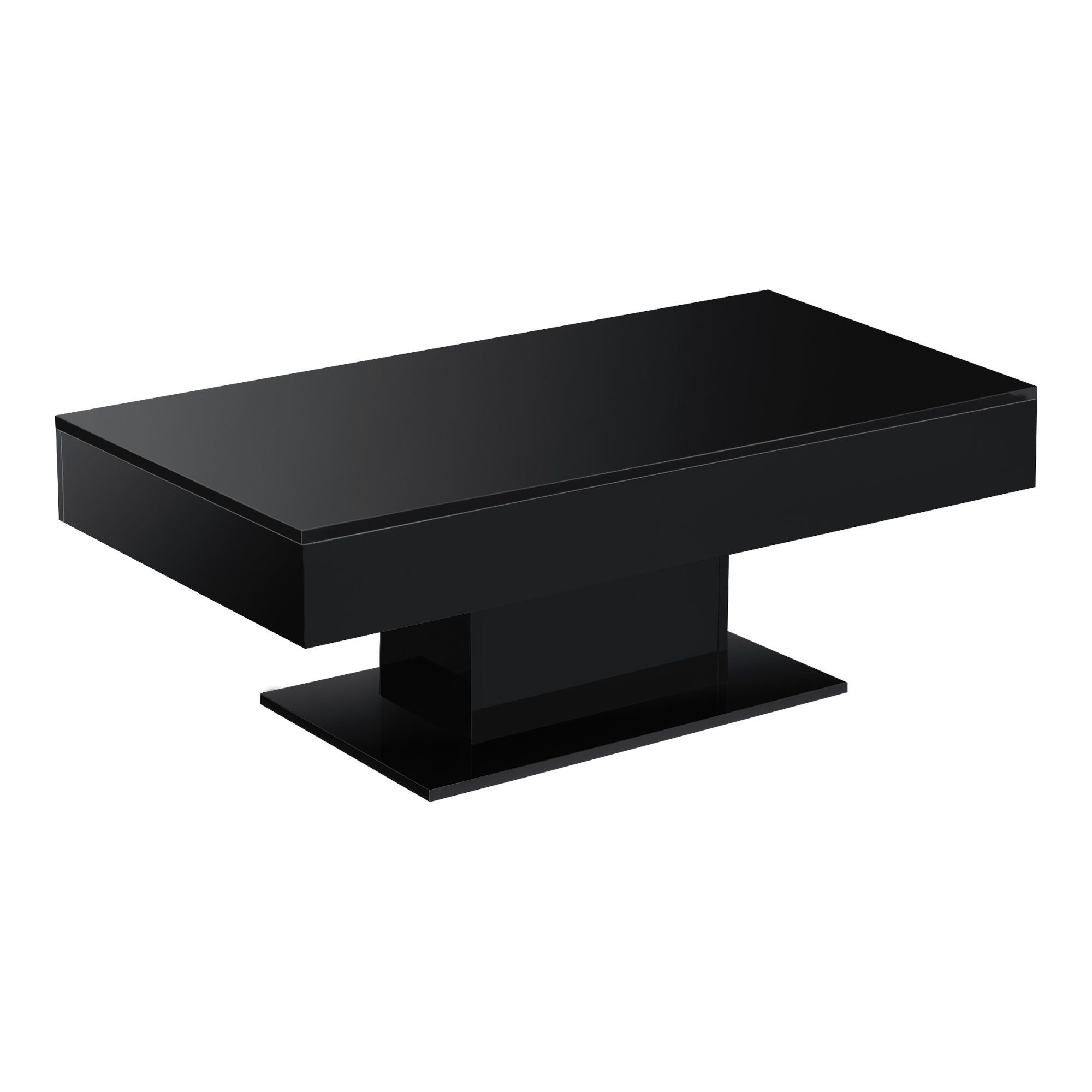en.casa Couchtisch, »Lünen« Wohnzimmertisch 2 Staufächer 40x110x60cm Schwarz Hochglanz