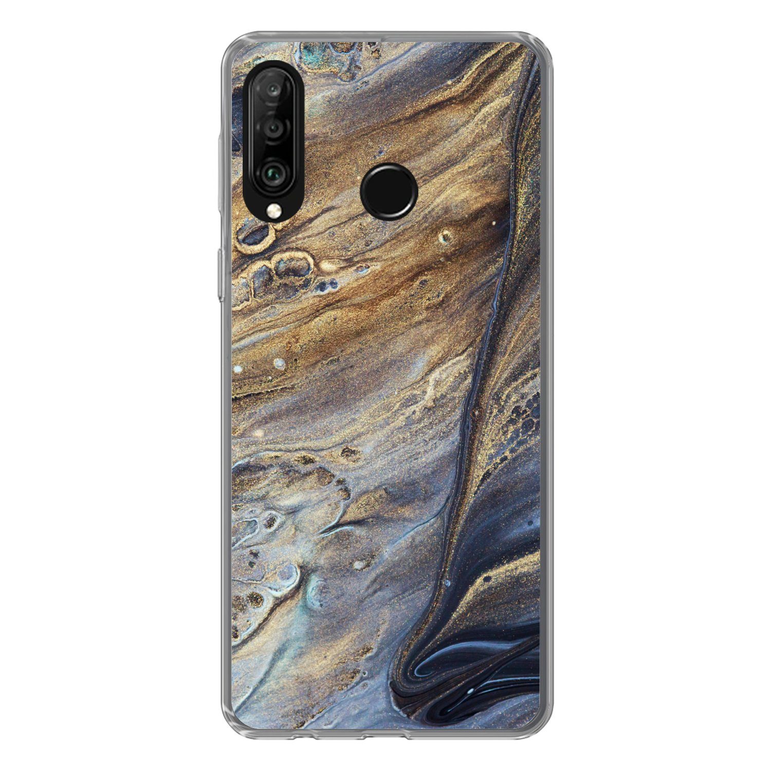 Handyhülle für Huawei P30 Lite Marmor - Gold - Aquarell - Textur - Marmoroptik