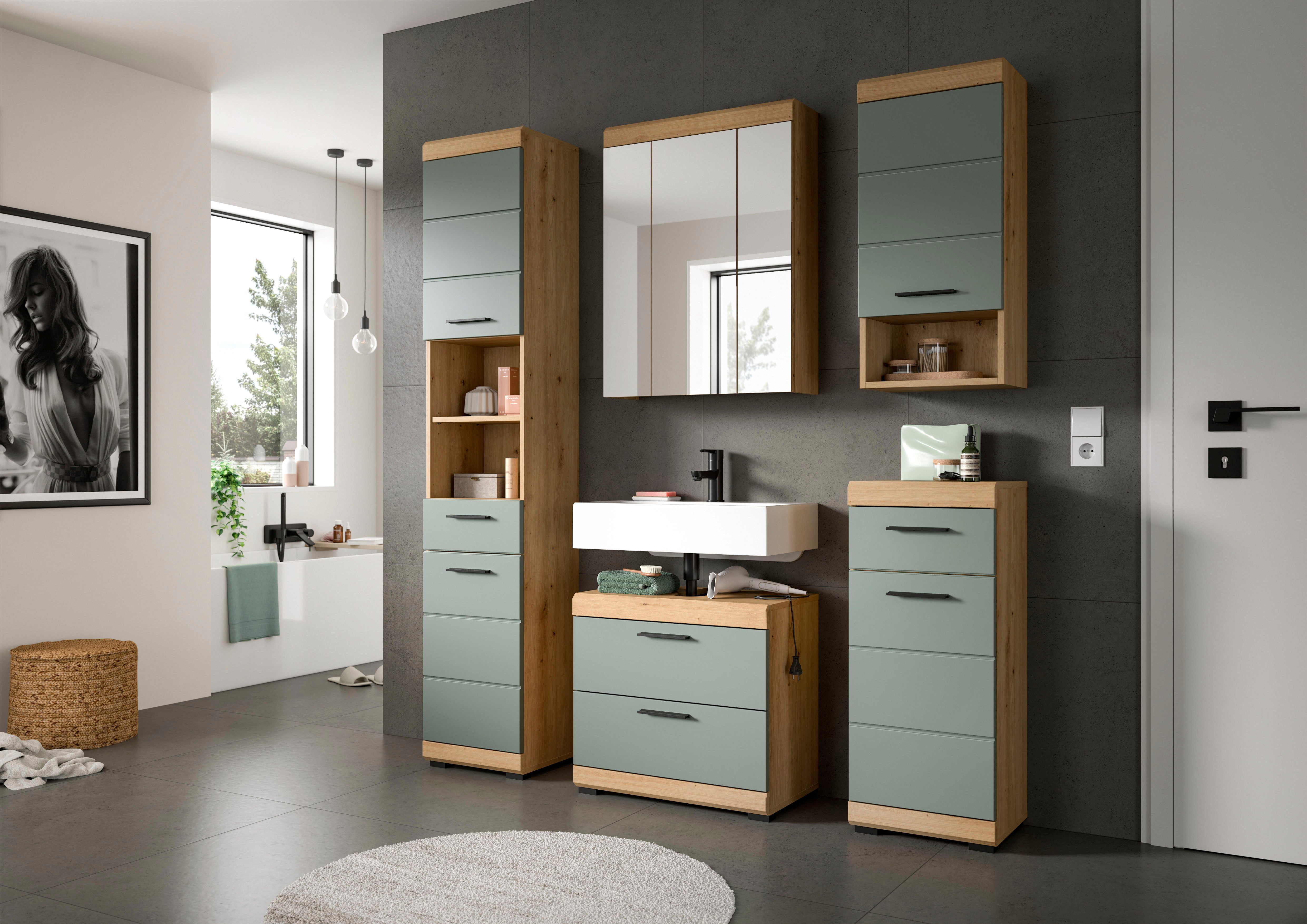 welltime Spiegelschrank SIENA, Breite 60cm, 3 Spiegeltüren, 9 Fächer, 6 Einlegeböden (TOPSELLER) in verschiedenen Farben erhältlich, Badmöbel, Badschrank, Schrank, Bad