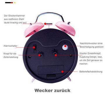 Gontence Glockenwecker 4 Zoll Doppelglockenwecker,Design Wecker Lauter digitaler Wecker Lauter digitaler Wecker