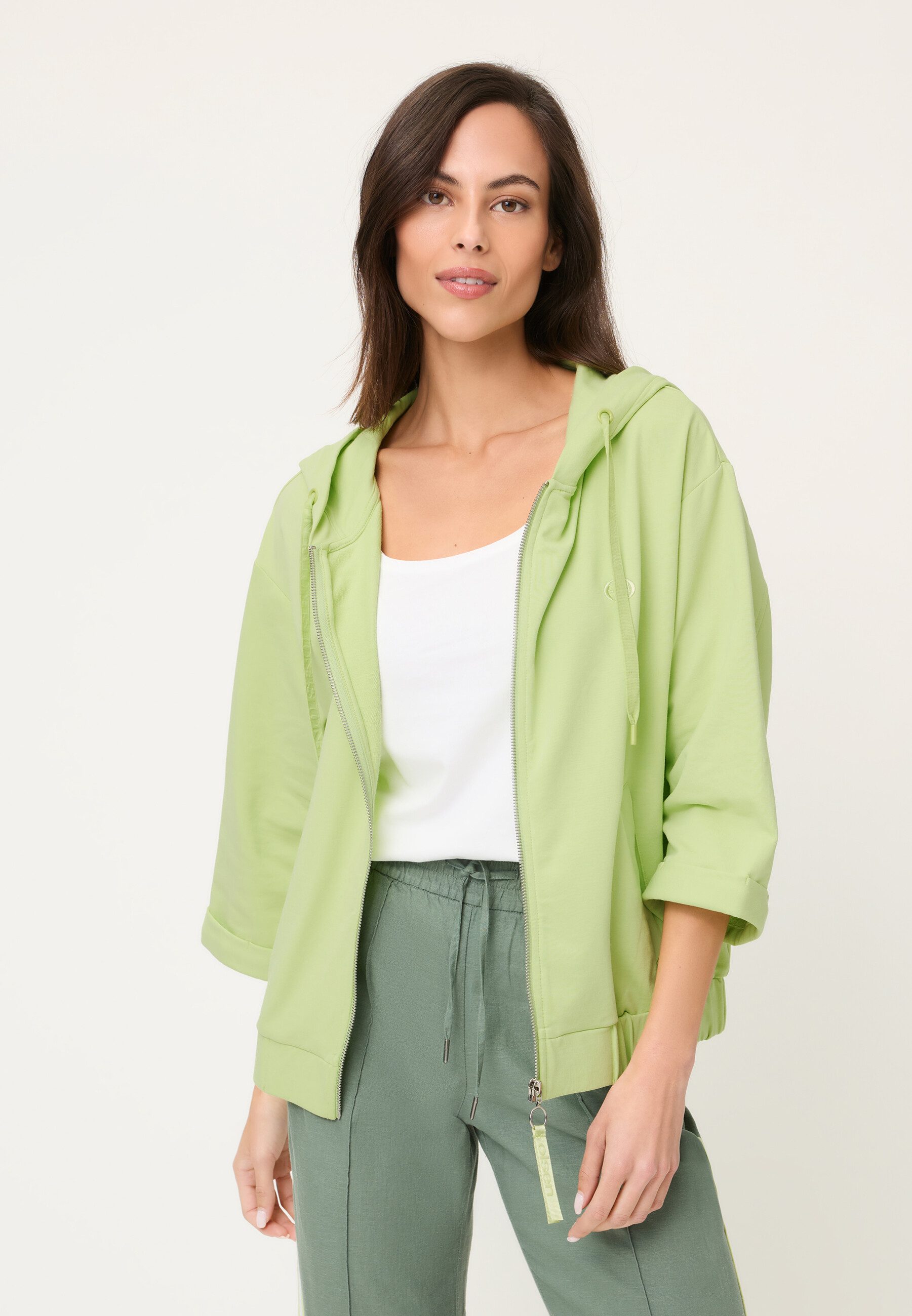 Olsen Sweatjacke Jerseyjacke mit Kapuze und Reißverschluss