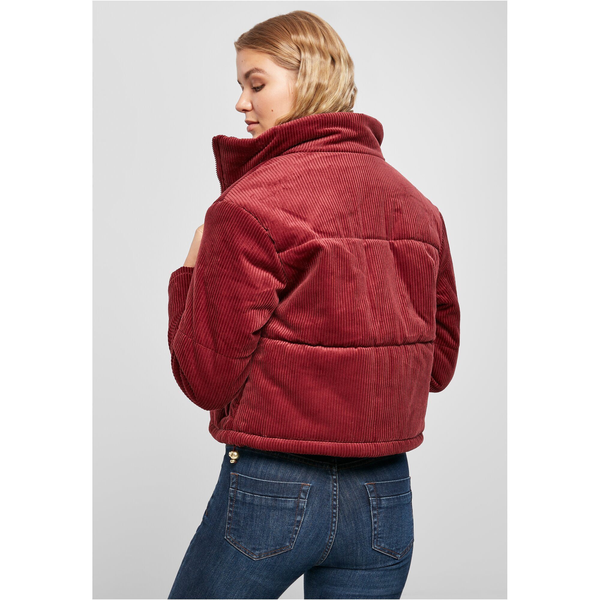 URBAN CLASSICS Winterjacke Damen Ladies Corduroy Puffer Jacket burgundy (1-St)