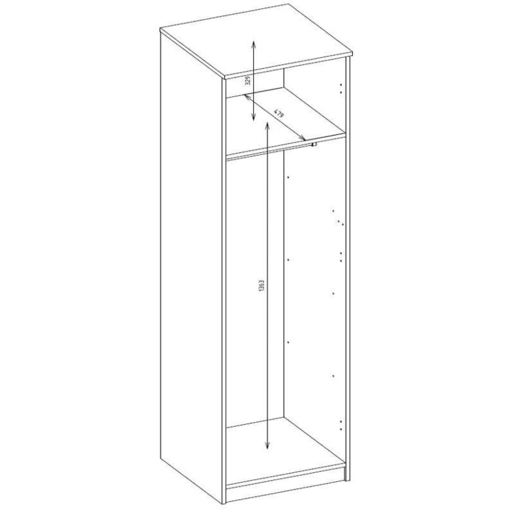 Beautysofa Drehtürenschrank Solana (1-türig Kleiderstange Schrank) Kleiderschrank, cm breit mit + Anthrazit 50 Artisan