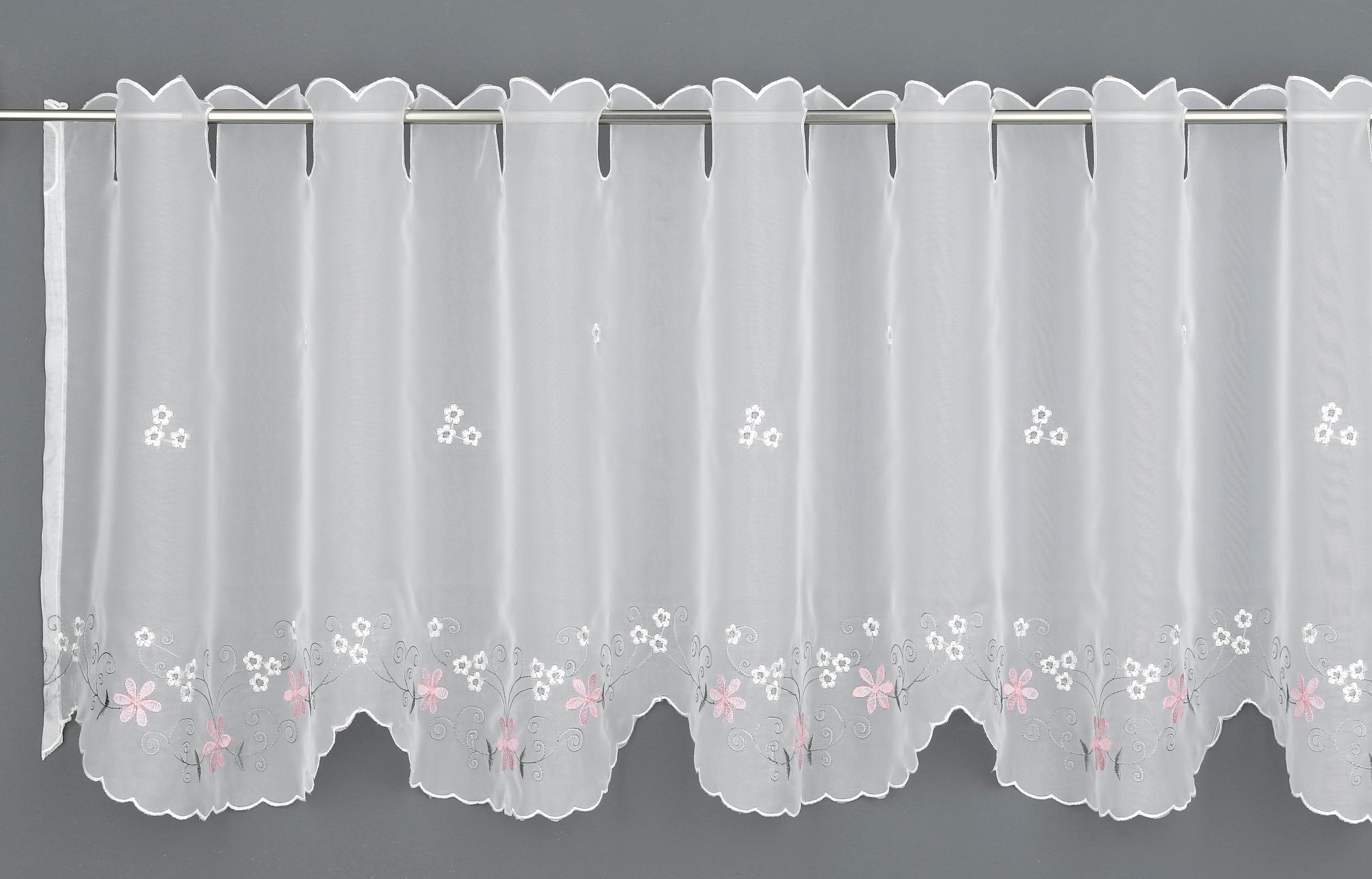 transparent, Motiv (1 Schlaufen Scheibengardine Blumen, St), mit GARDINIA, Blumenstickerei