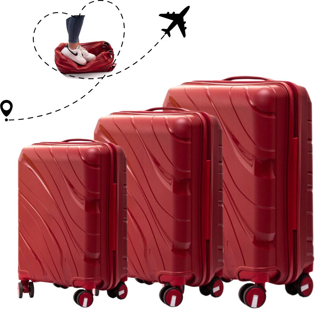 Koffer Reisekoffer Hartschalenkoffer Trolley ROT aus Polypropylen L XL XXL