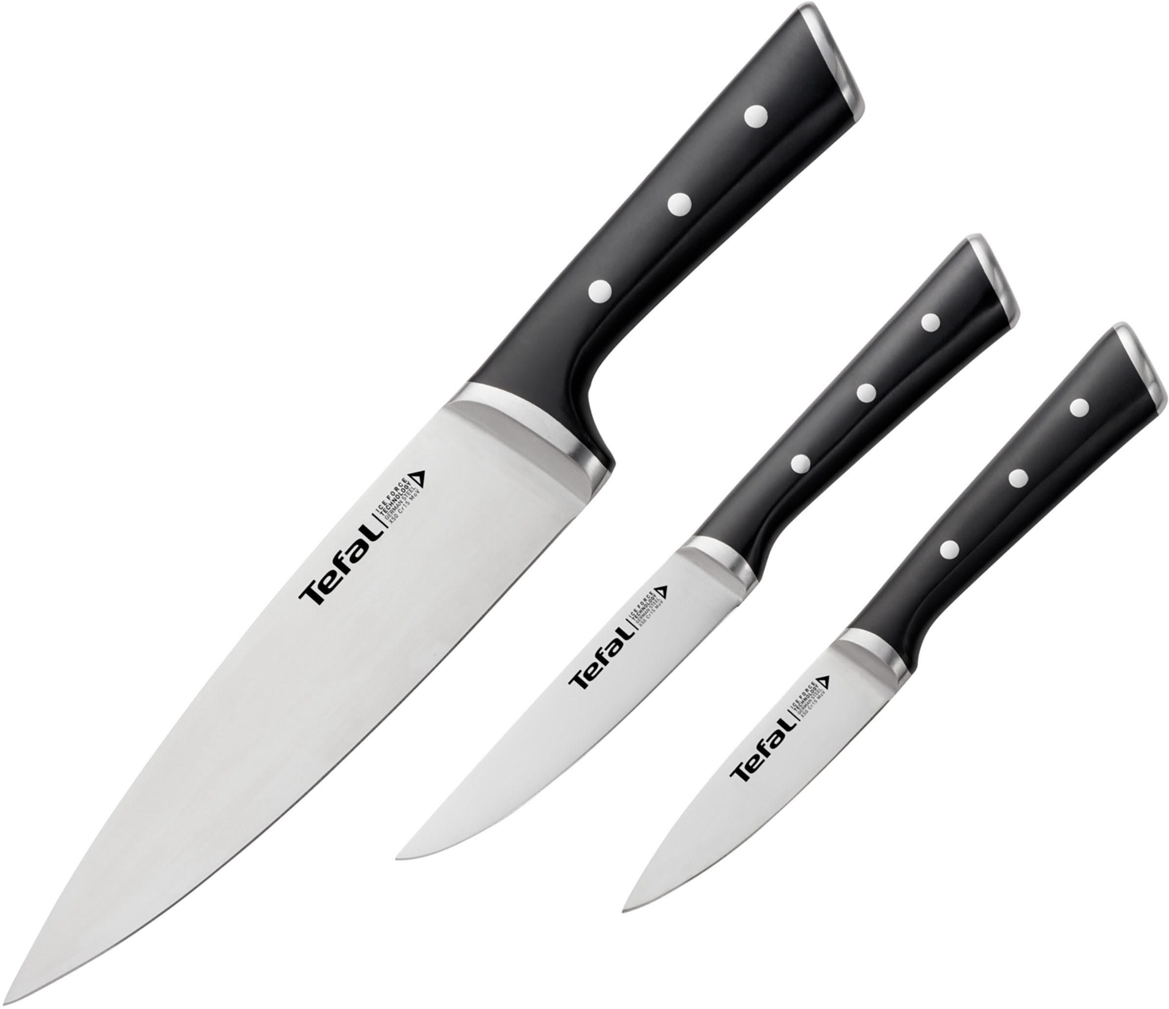 Tefal Messer-Set Ice Force (Set, 3-tlg), 3-tlg. Set, Eishärtungstechnologie, Klinge aus deutschem Edelstahl