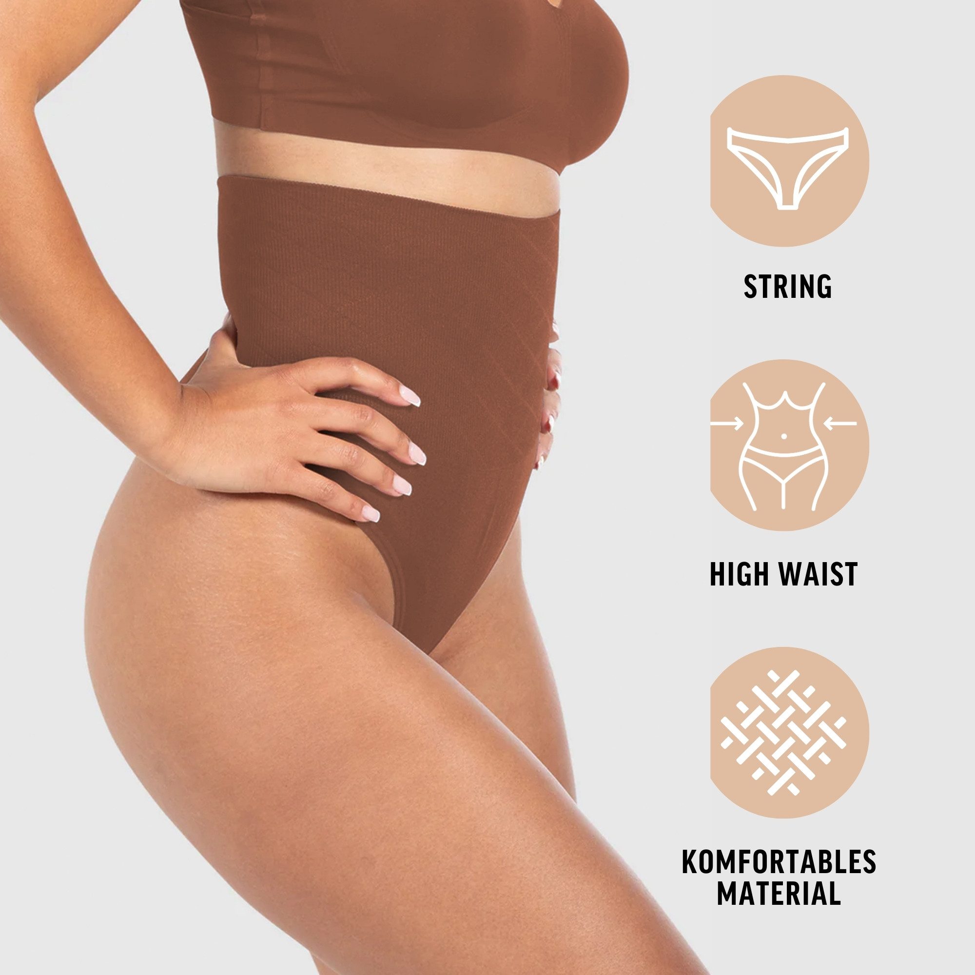 Smilodox String Nysa, High Waist String Seamless Tanga, figurformend Bauchkontrolle Unterwäsche Tange Slips Unterhose