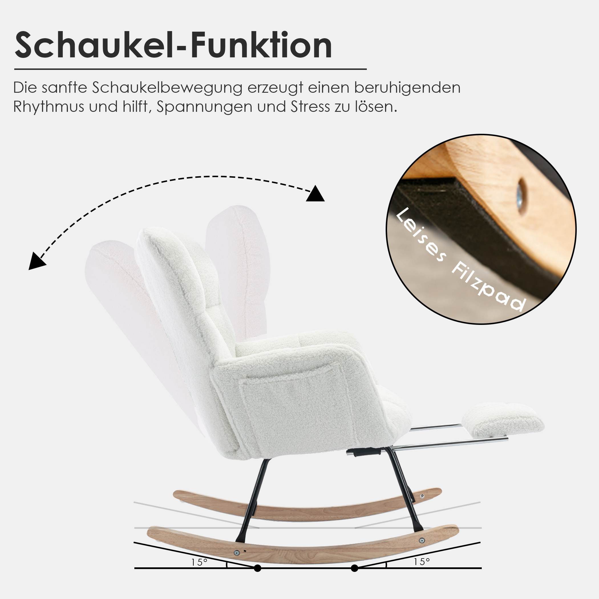 SeedWave Schaukelstuhl Teddy Schaukelsessel Wohnzimmer mit Fußstütze und Se günstig online kaufen