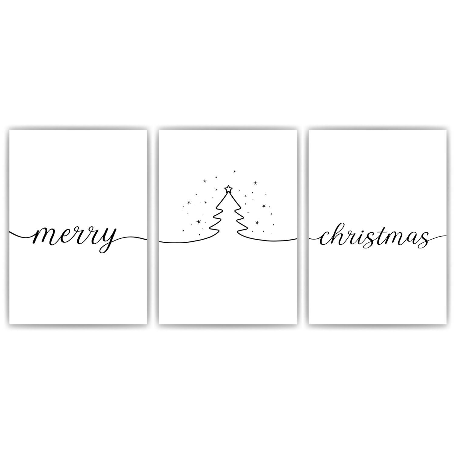 Tigerlino Poster Weihnachten 3er Set Merry Christmas Wandbild Weihnachtsbau günstig online kaufen