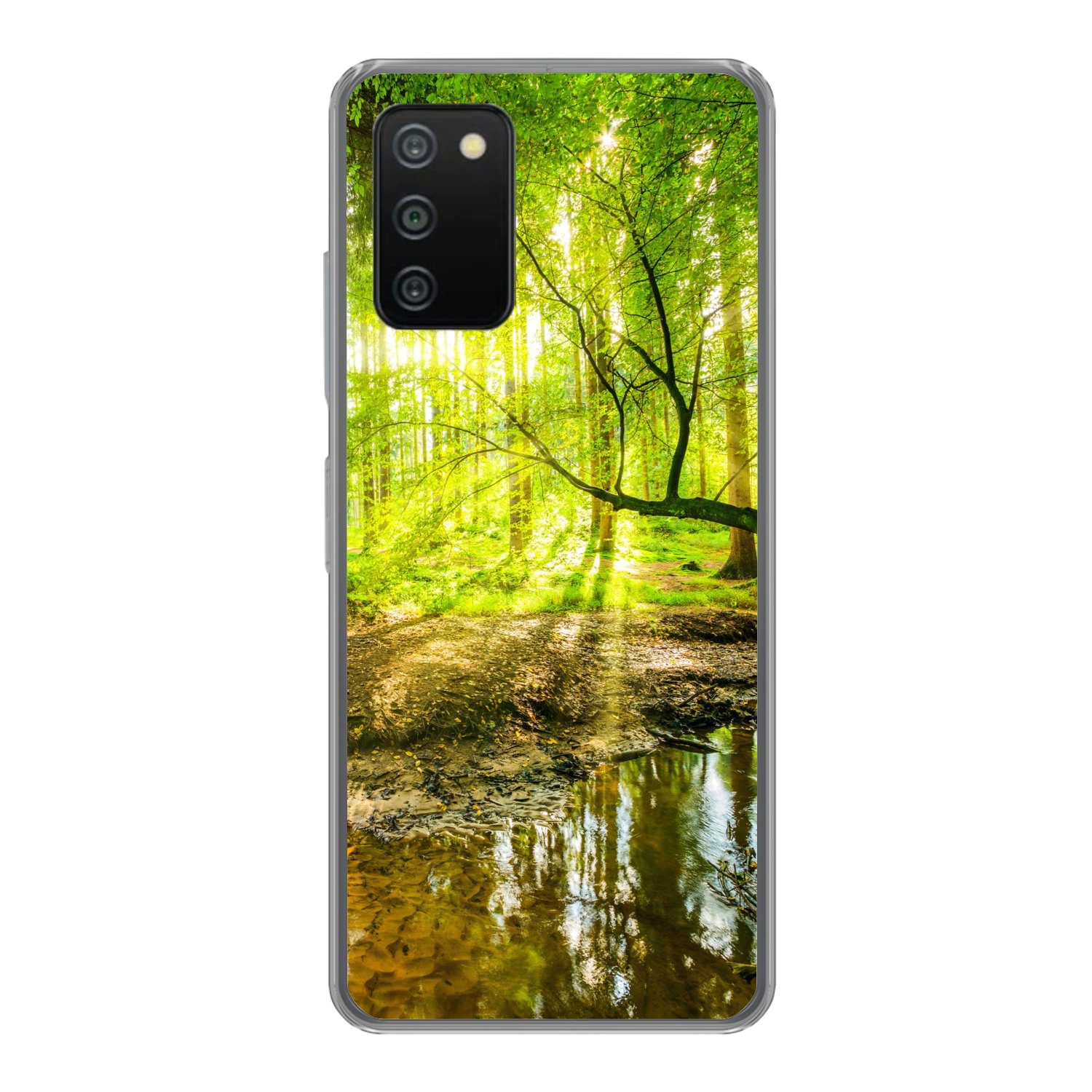 MuchoWow Handyhülle für Samsung Galaxy A03s Wald - Landschaft - Wasser - Bäume - Sonne - G, Smartphone-Bumper, Print, Handy Schutzhülle Dünn