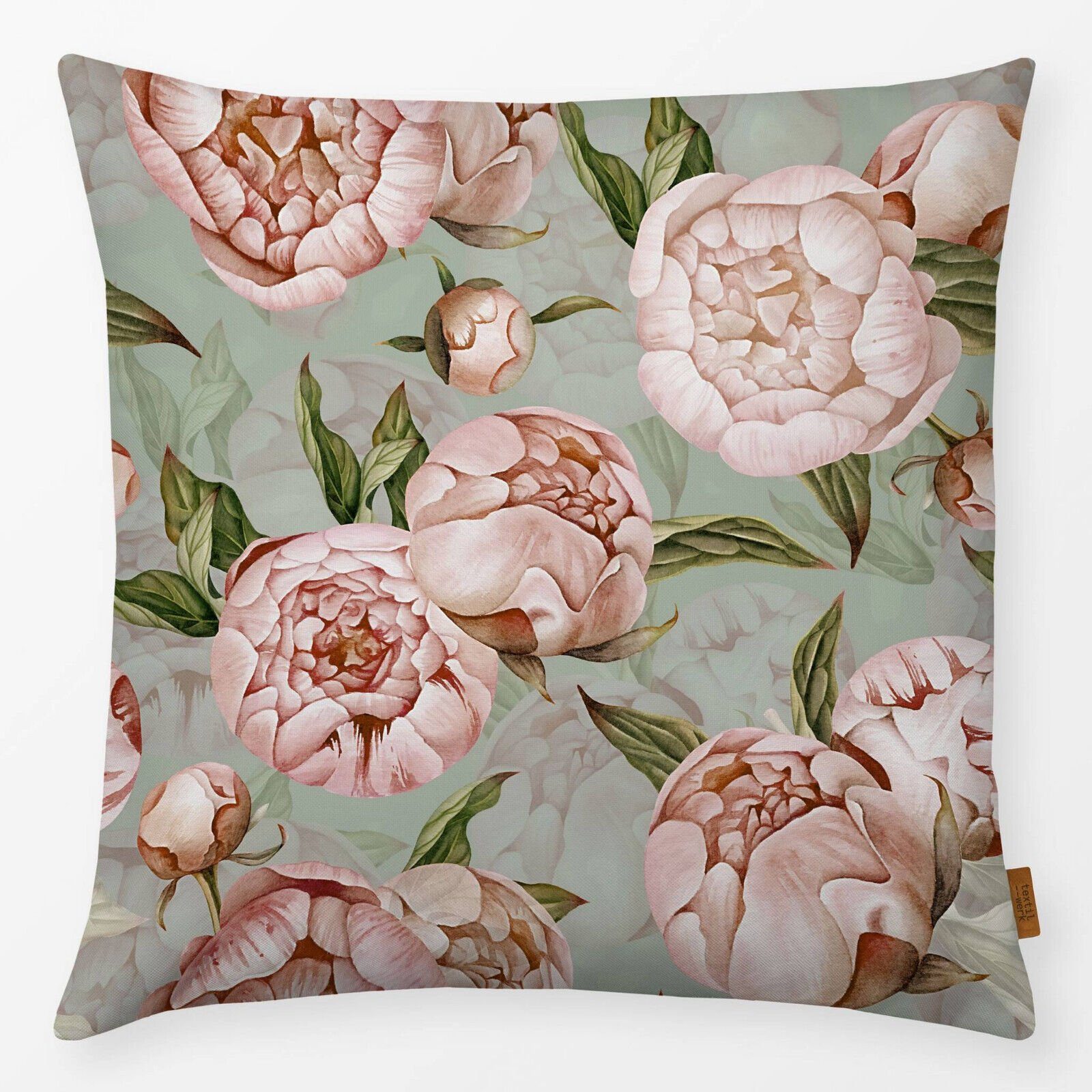 Kissenhülle Wunderschöne Kissenhülle Peonie Vintagelook mint rosa 40 x 40 cm, Annimuck (1 Stück)