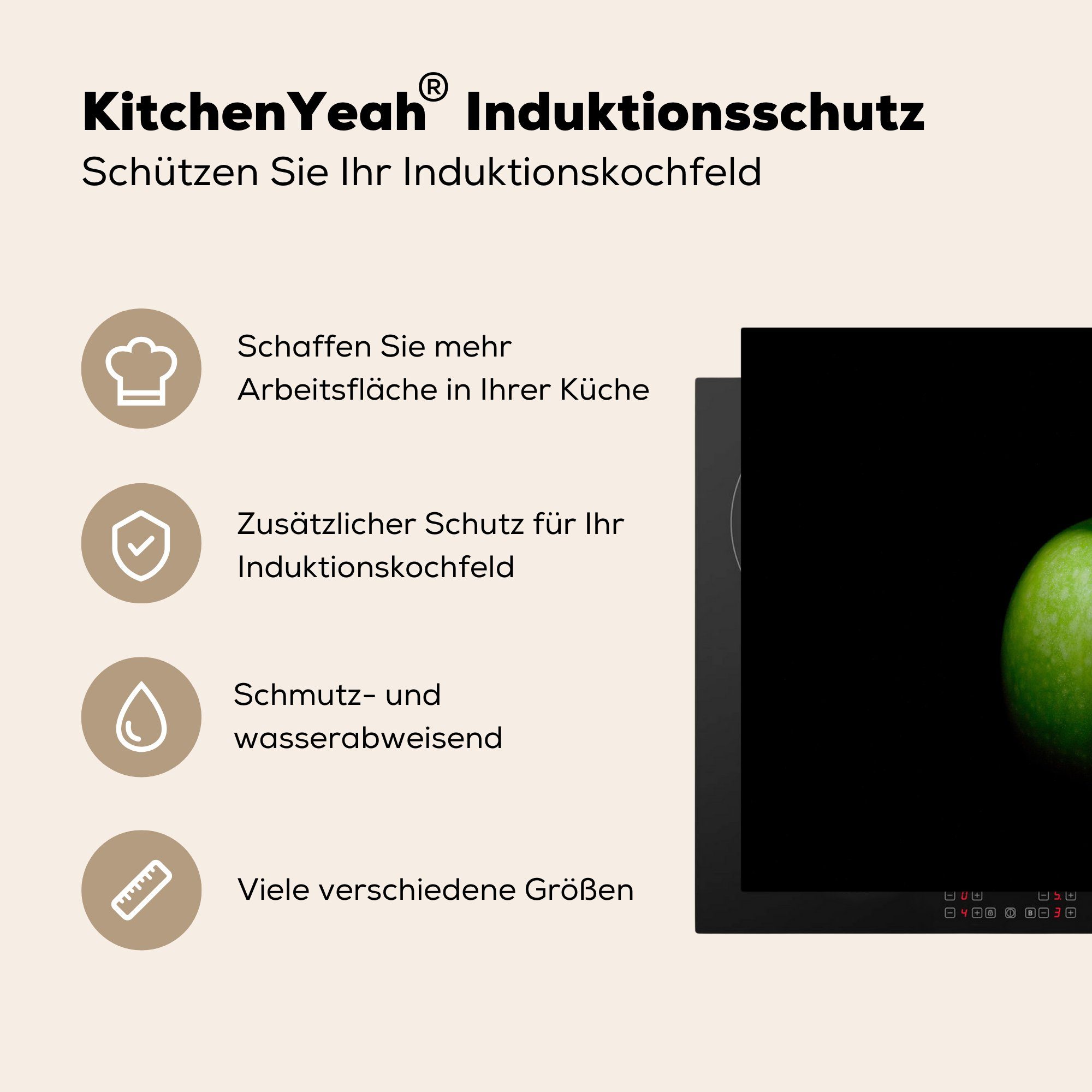 MuchoWow Herdblende-/Abdeckplatte Vinyl, - Apfel für küche Obst Ceranfeldabdeckung, cm, tlg), - 83x51 (1 Arbeitsplatte Leicht