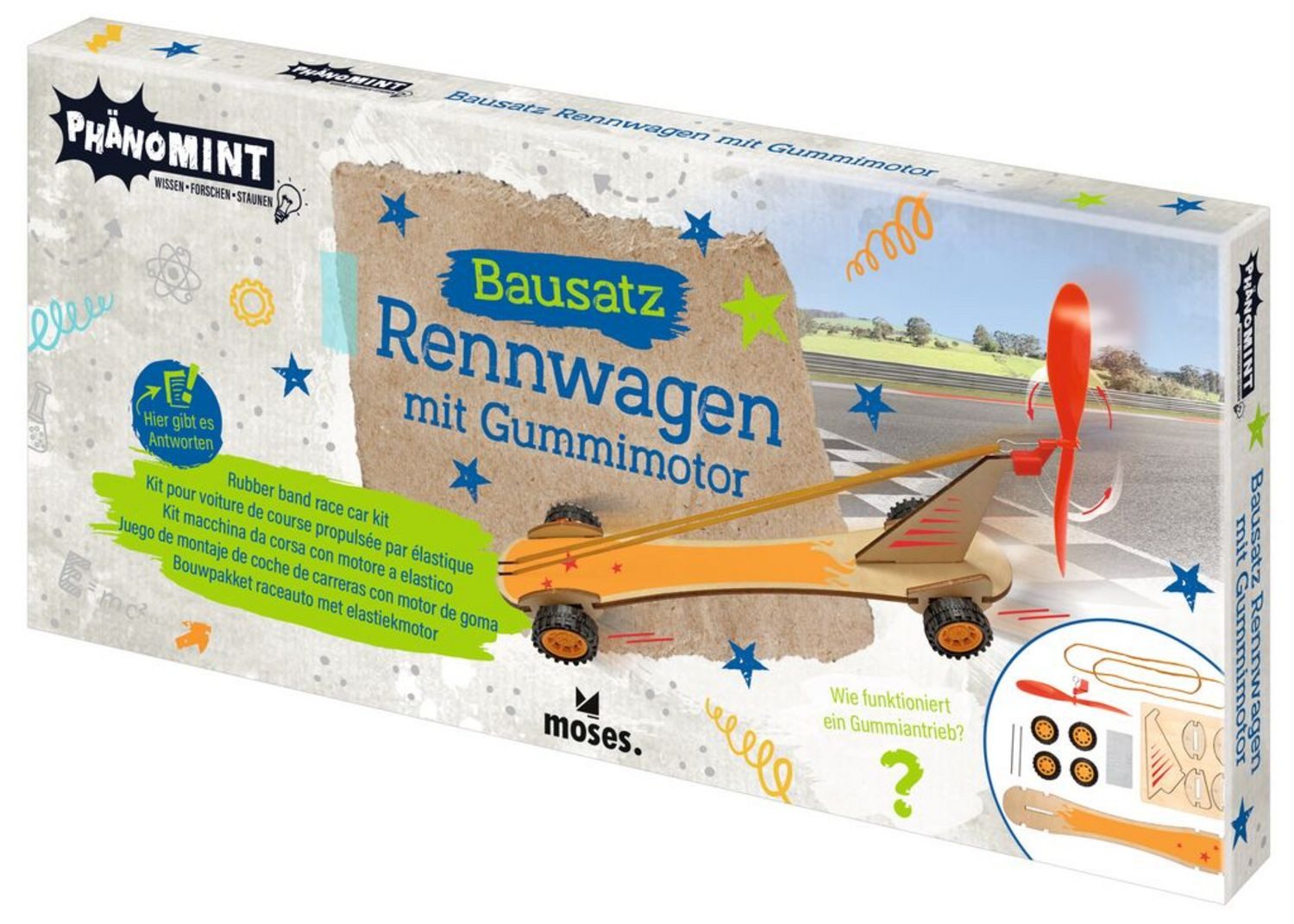 moses Spiel PhänoMINT Bausatz Rennwagen mit Gummimotor