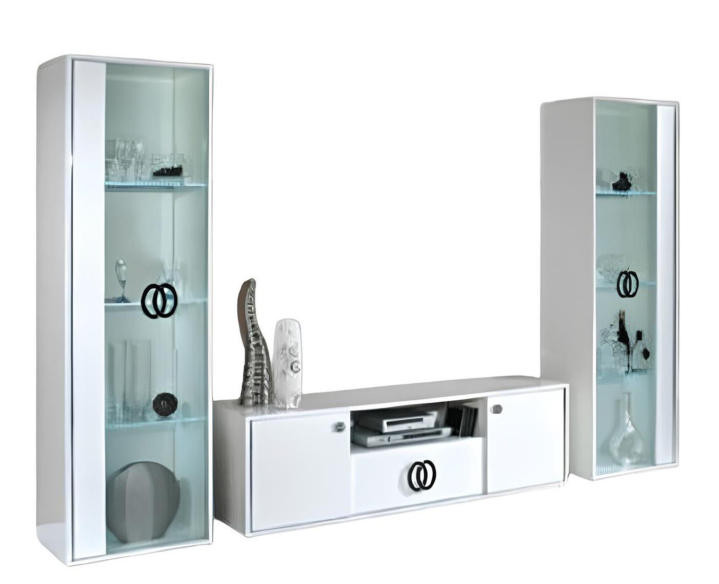 Wohnwand Moderne Wohnwand mit Vitrinen in elegantem Design