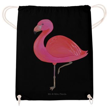 Mr. & Mrs. Panda Sporttasche Flamingo Classic - Schwarz - Geschenk, für mich, rosa, Sportbeutel Ki (1-tlg), Weiche Kordel