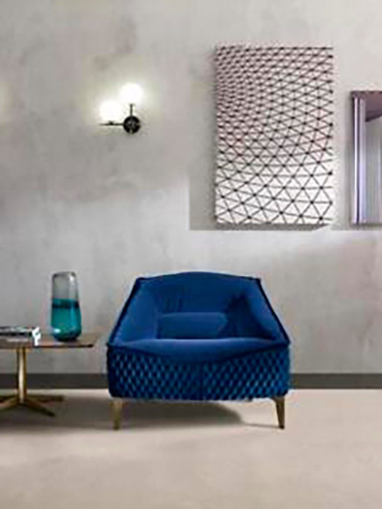 JVmoebel Sessel Sessel Einsitzer Luxus Designer Textil 1Sitzer Stoff Sitz Polster Sitz Blau