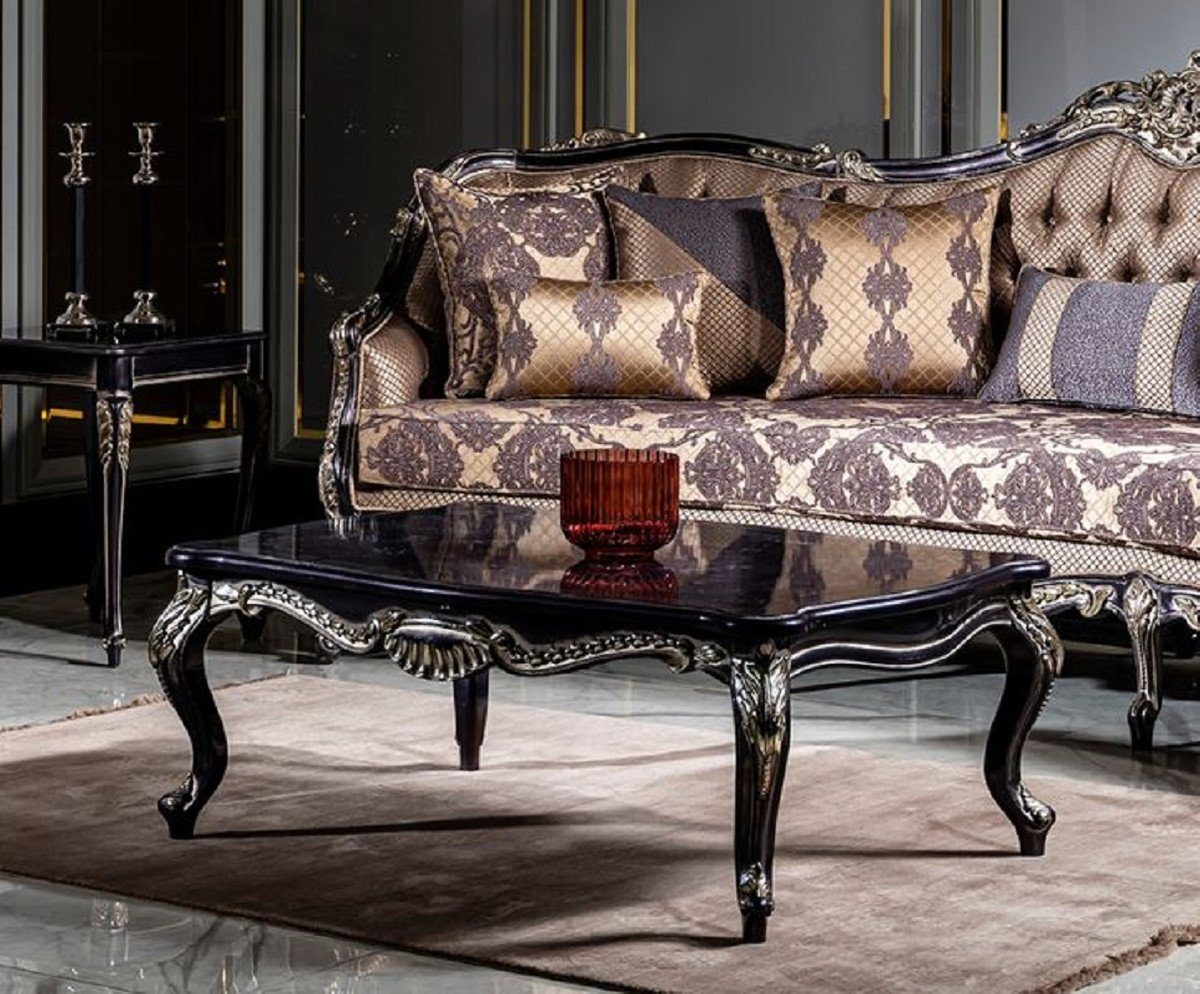 Casa Padrino Couchtisch Luxus Barock Couchtisch Lila / Gold - Prunkvoller Wohnzimmertisch im Barockstil - Handgefertigter Massivholz Tisch - Barock Möbel