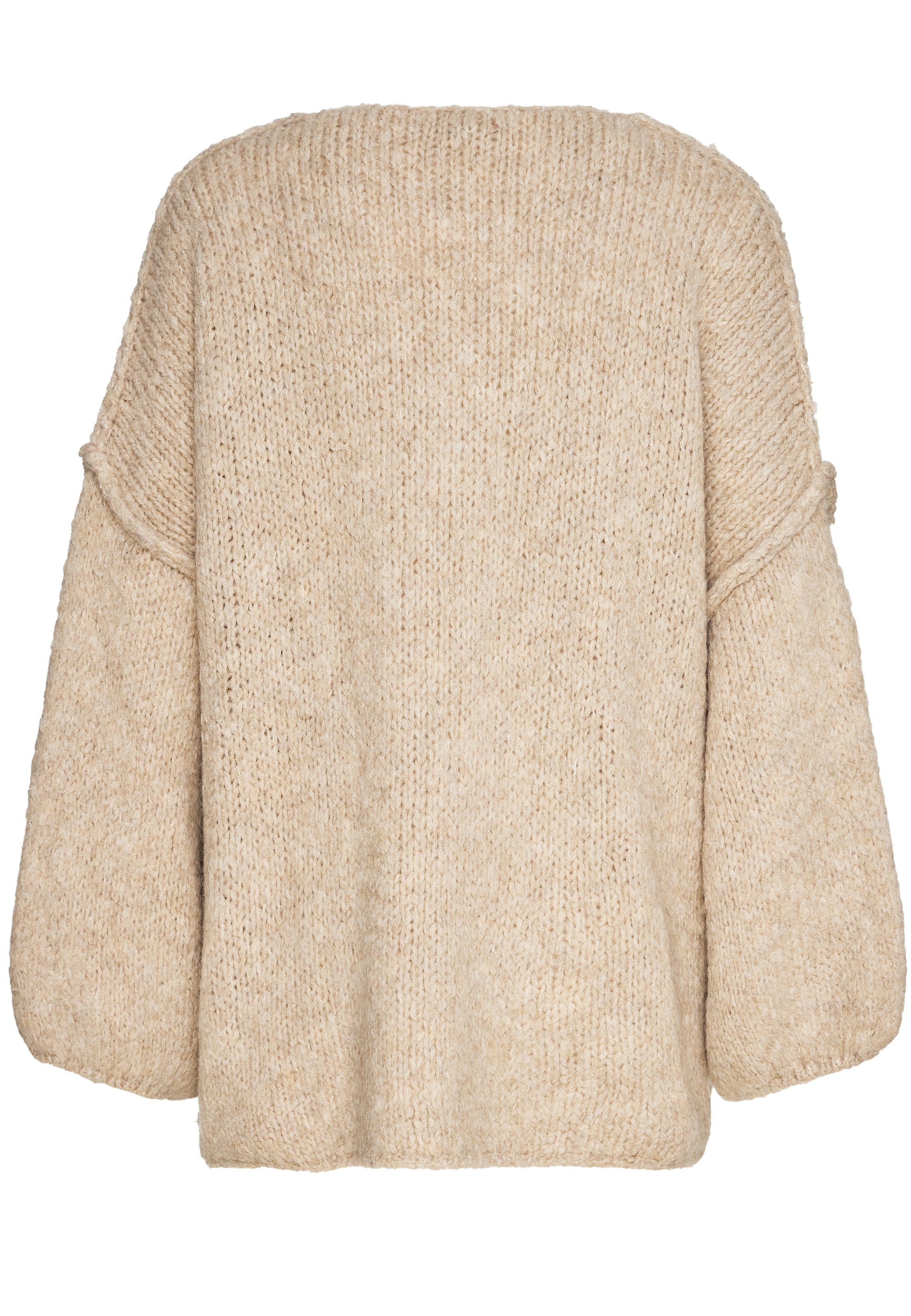 femininem mit V-Ausschnitt Decay Strickpullover beige