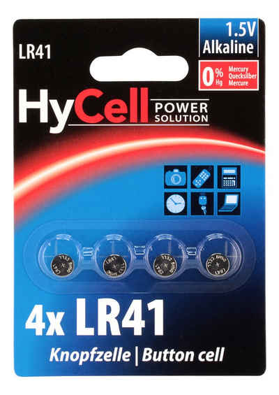 HyCell »Alkaline Batterie LR41 (1,5V) AG3, LR736 für Taschenrechner, Klingel usw« Knopfzelle