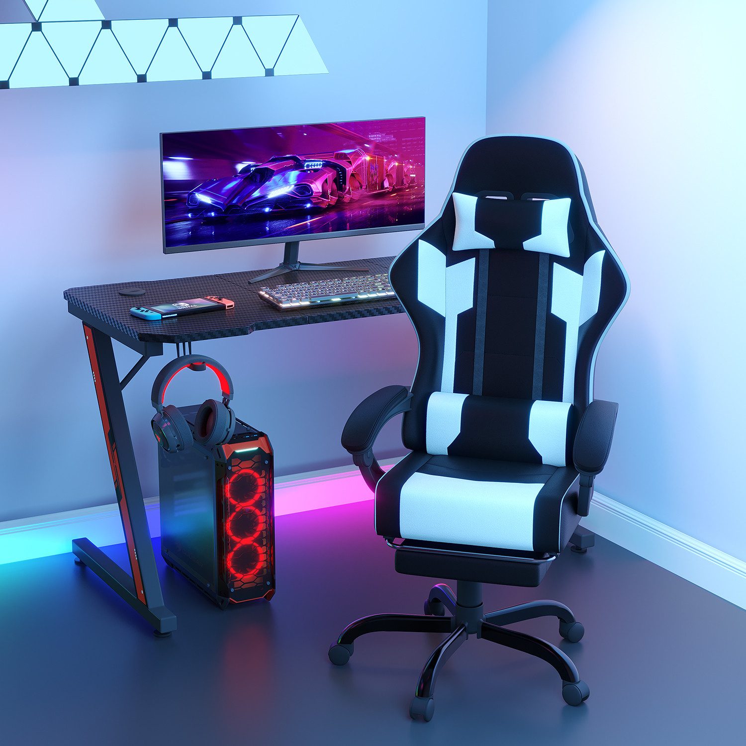 GUNJI Gaming-Stuhl Gaming Chair Ergonomisch höhenverstellbar günstig online kaufen