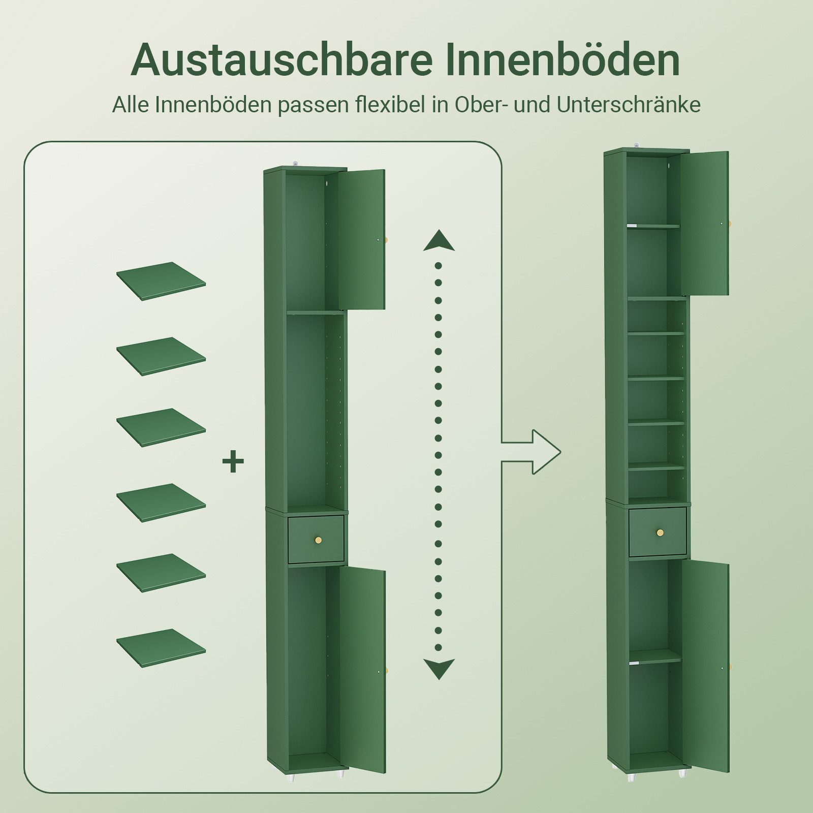 SoBuy Hochschrank BZR34, Badschrank schmal 20 cm, Badezimmerschrank, Hochschrank bad Badkommode, extra Stauraum für kleine Bäder, schlankes Design – Bild 4 von 5