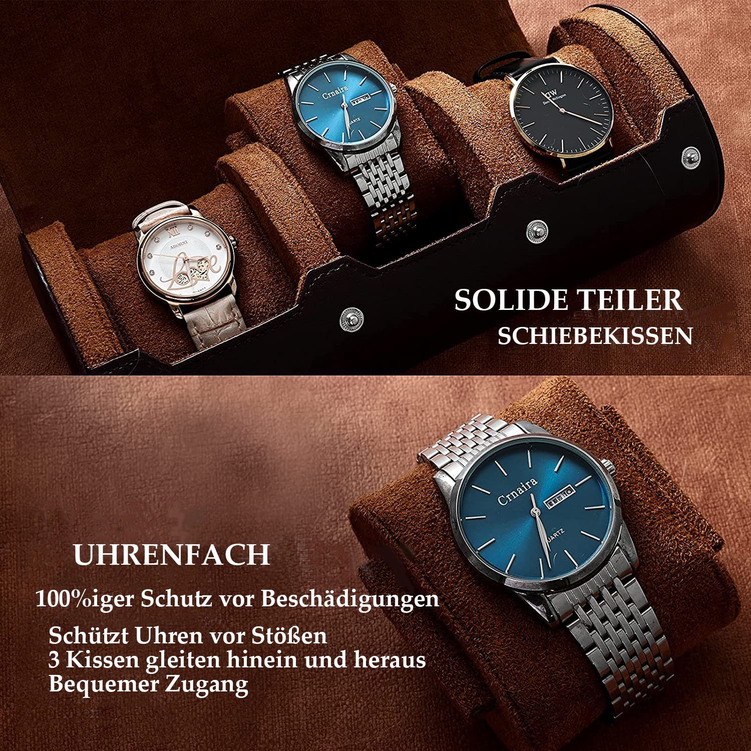 für Uhrenbox Organizer NUODWELL Aufbewahrungsbox Uhrendisplay Uhrenbox Herren