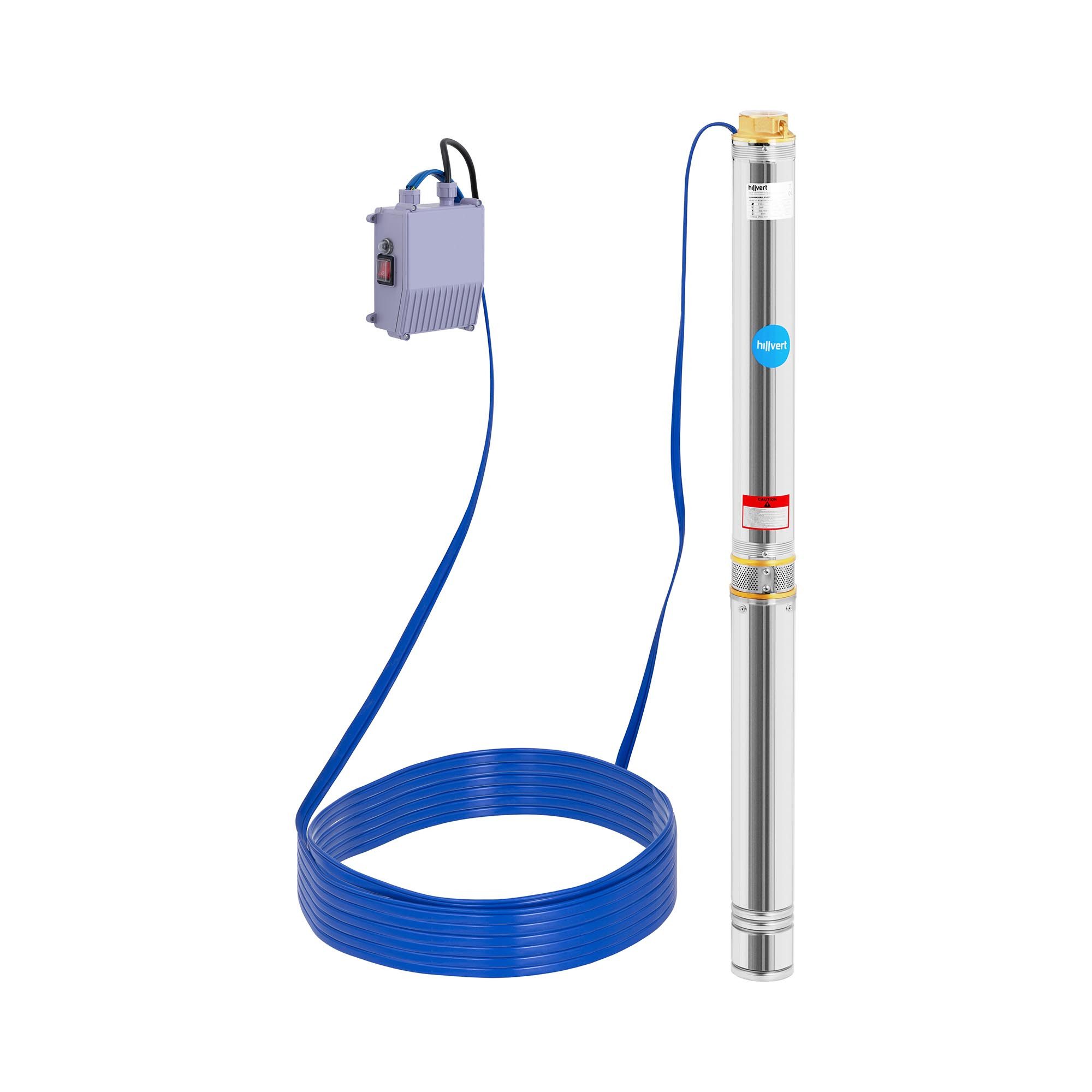 Hillvert Tiefbrunnenpumpe 13.800 l/h Unterwasserpumpe 76 m Tiefpumpe Wasserpumpe Gartenpumpe
