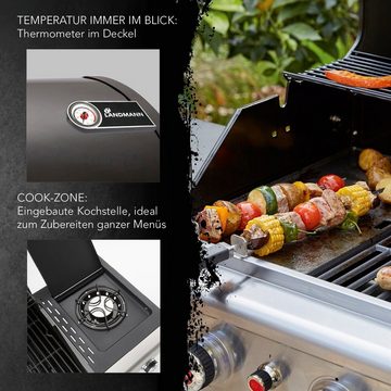 LANDMANN Gasgrill Triton cooK PTS 2.1 schwarz, cooK-Zone für Beilagen