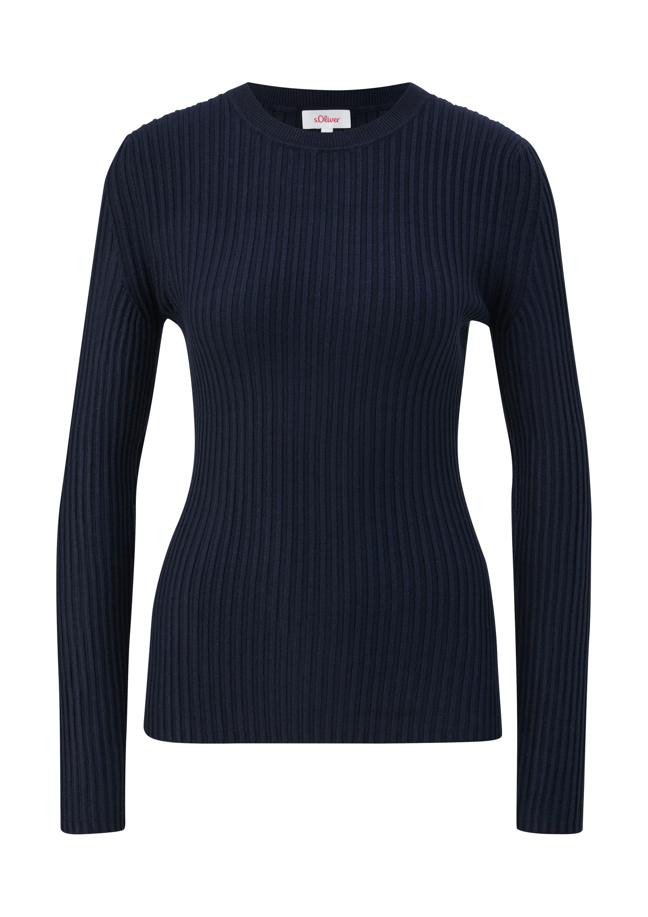 s.Oliver Longpullover Strickpullover Rippstrickpullover aus Viskosemix günstig online kaufen