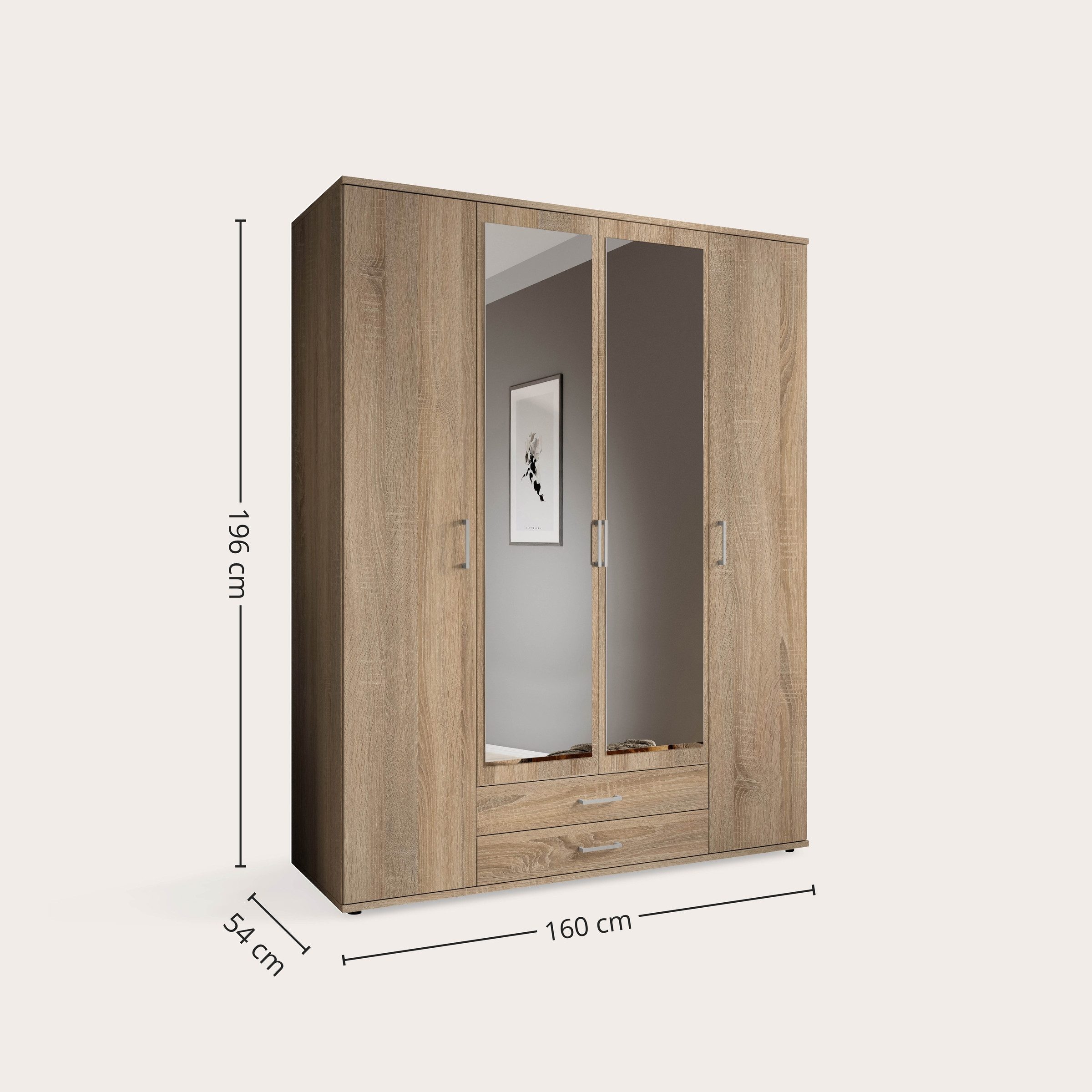 möbelando Kleiderschrank Kitty IV 159 x 196 x 54 cm (B/H/T)