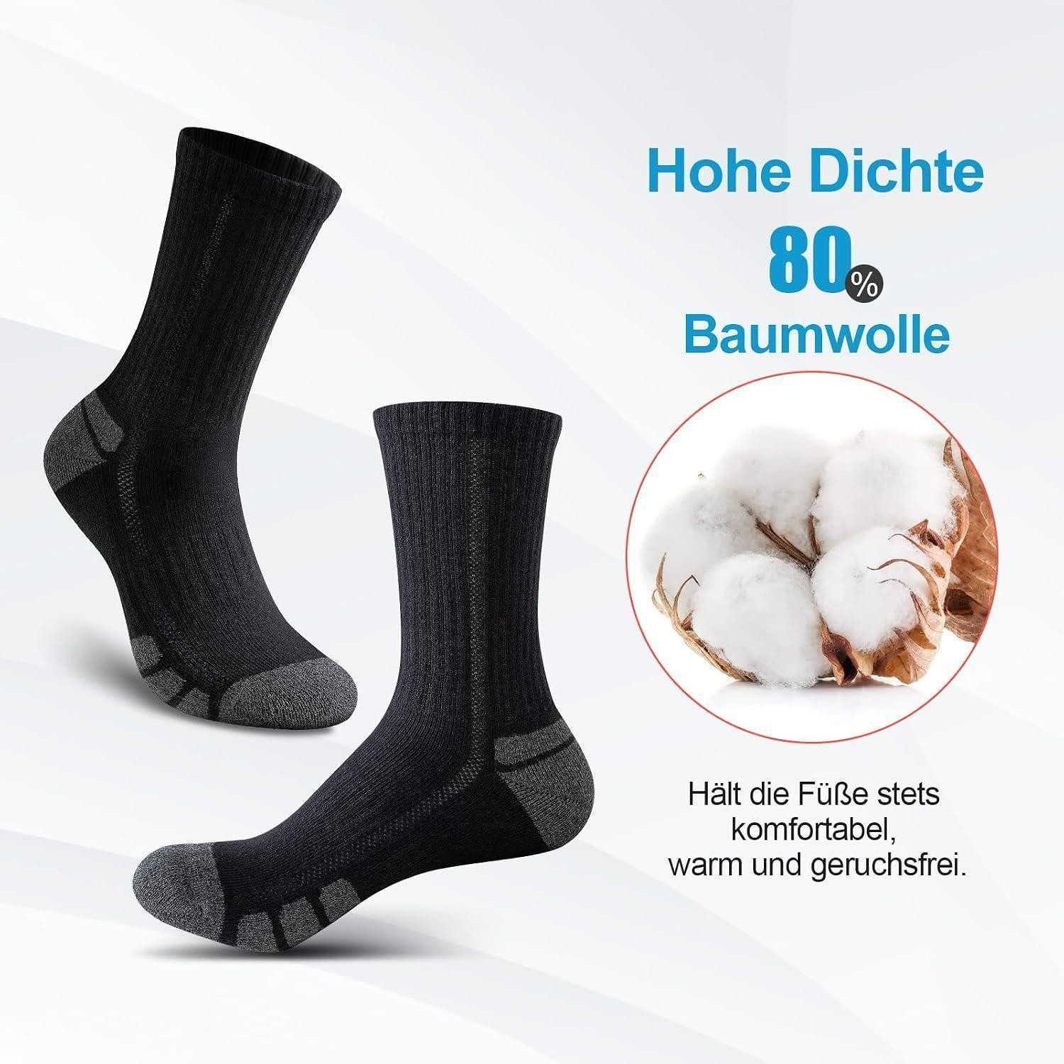 LuxusKollektion Funktionssocken 6 Paar Trekkingsocken Baumwolle warm gepolstert