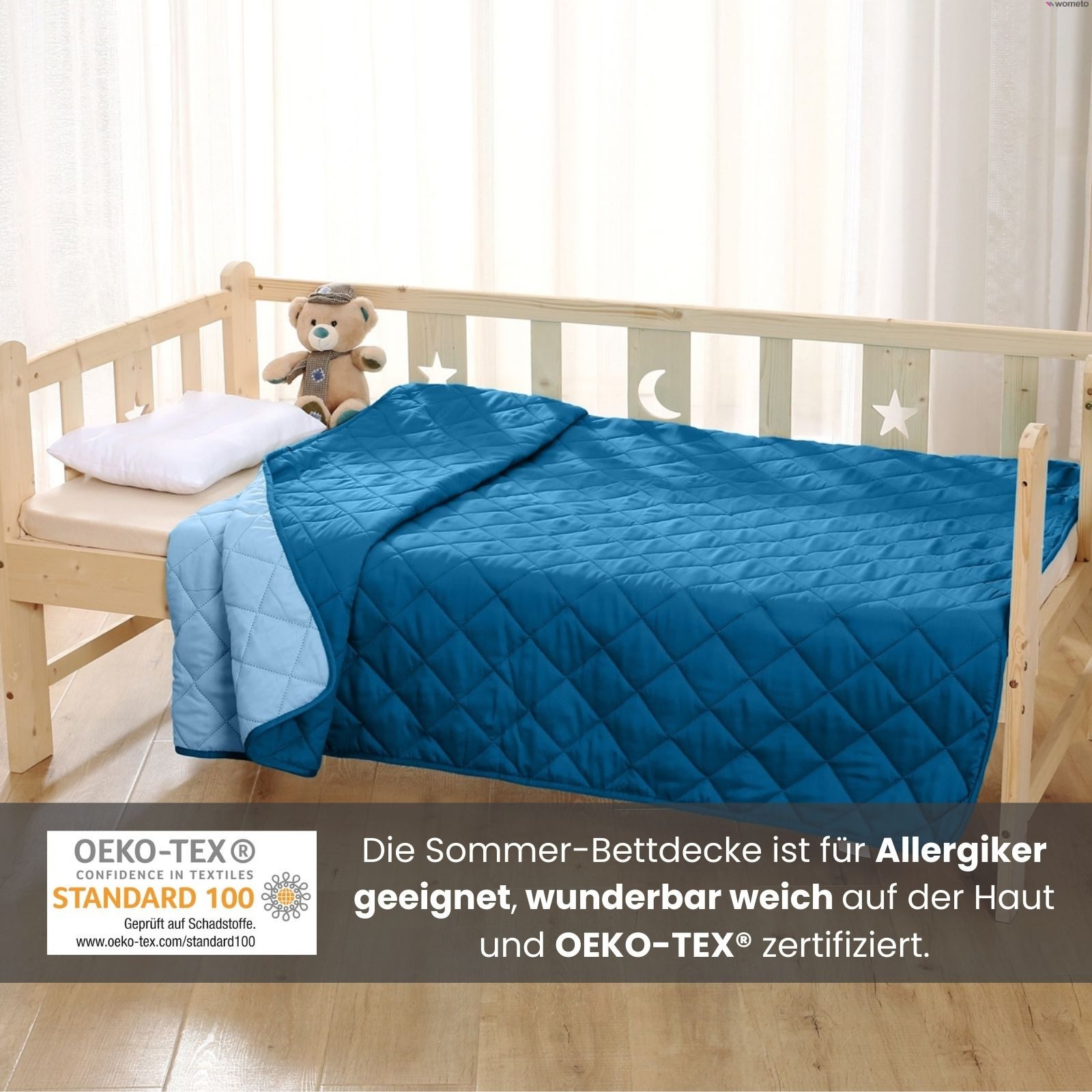 wometo Microfaserbettdecke Camping, 3 Deckengrößen, Füllung: Kunstfaser, OEKO-TEX®, leichte Zudecke / gesteppte Bettdecke für Sommer